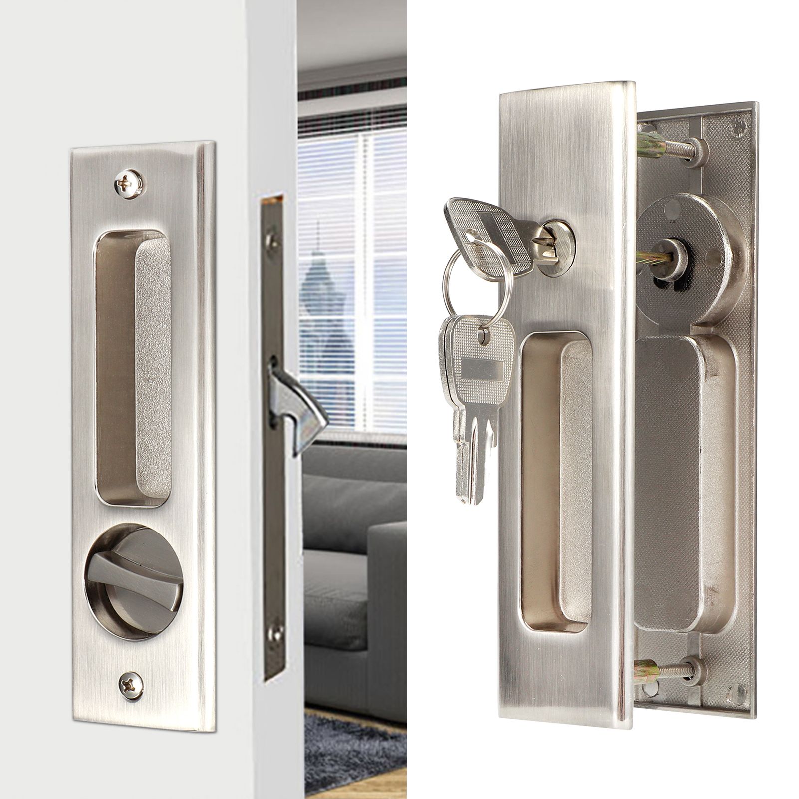 Zinc Alloy Sliding Door Lock Latch Handle Set Bathroom Balcony Cabinet Door view 10