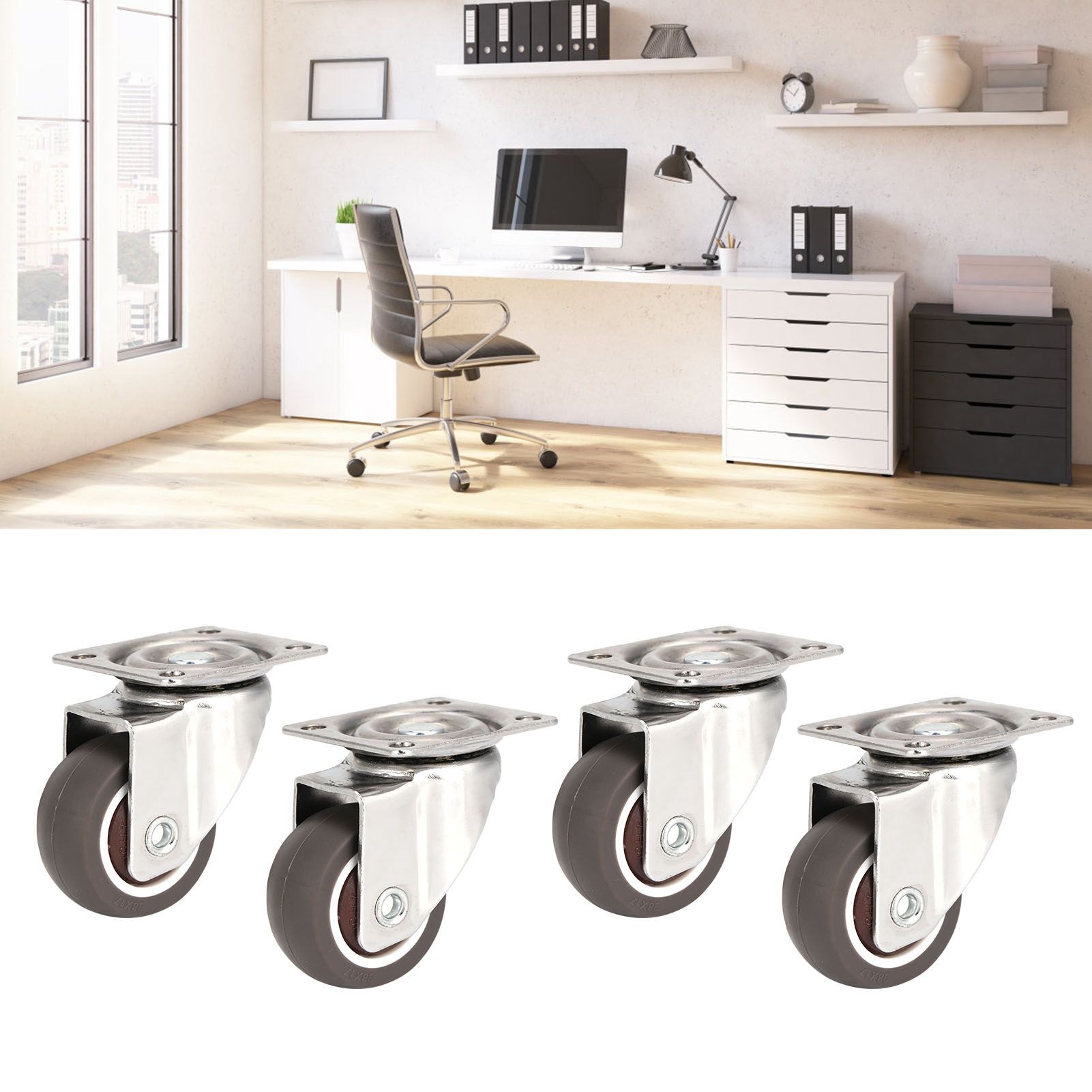 4Pcs TPR Mute 360 Degree Rotating Universal Casters Wheels Replacement for view 9
