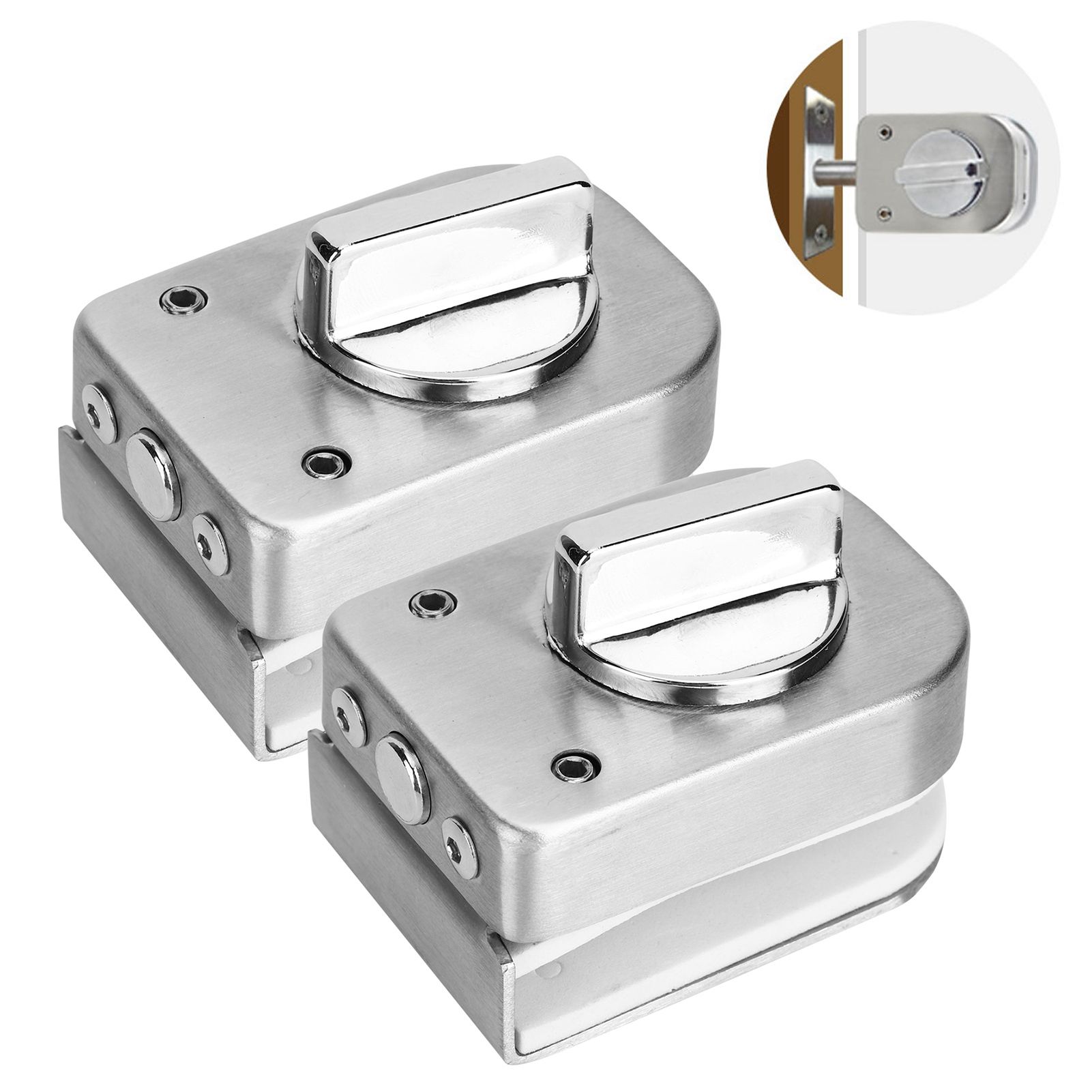 2 Set Stainless Steel Cabinet Door Latch Lock Bolts for Bathroom Toilet Shop view 9