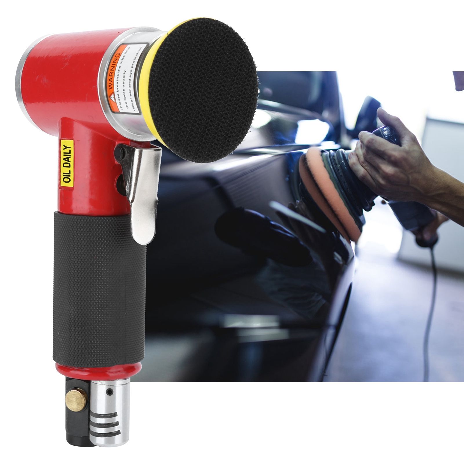 Mini Pneumatic Air Sander Eccentric Grinder Polishing Machine with Sandpapers view 9