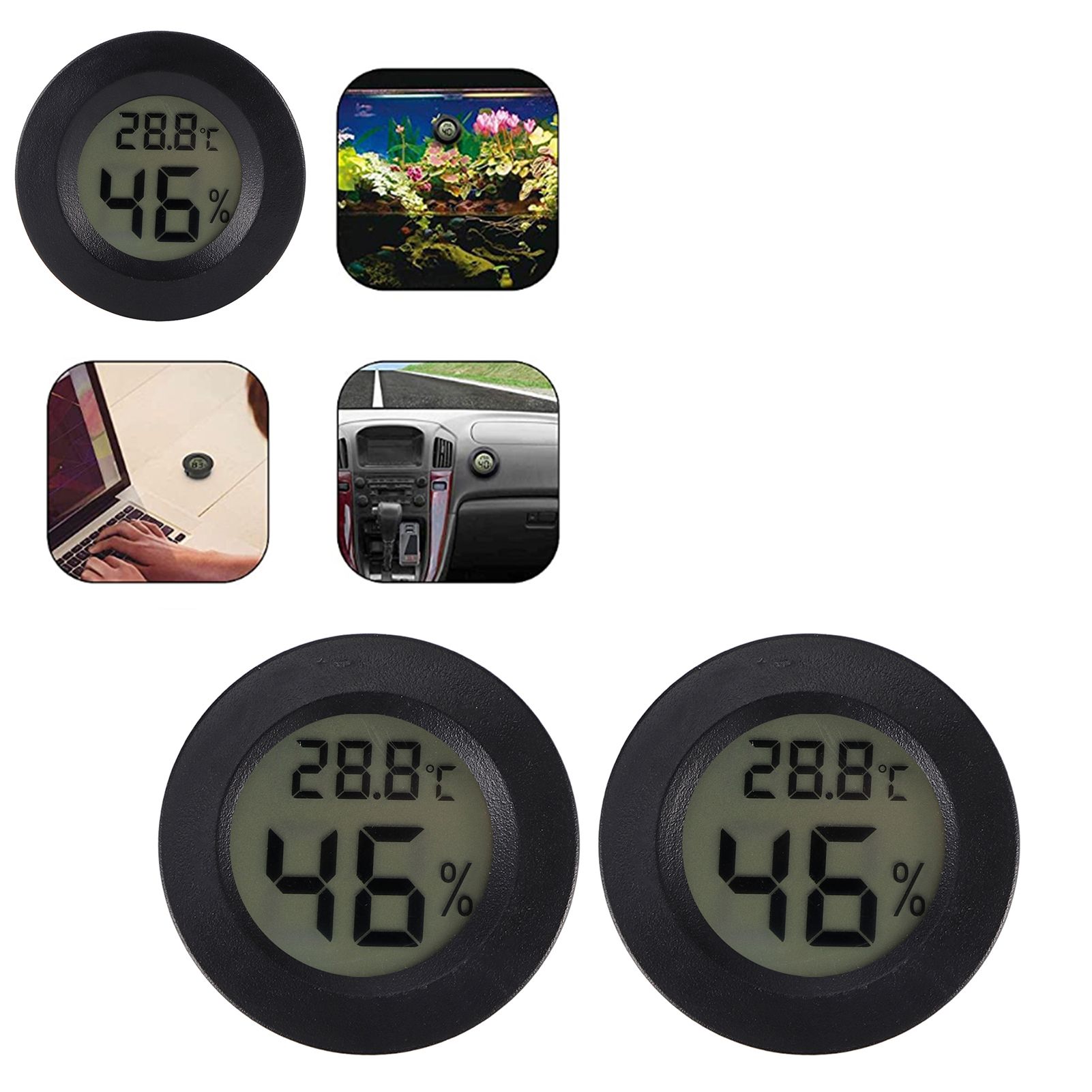 2PCS Mini Digital LCD Thermometer Hygrometer Round Shape Temperature Humidity view 9