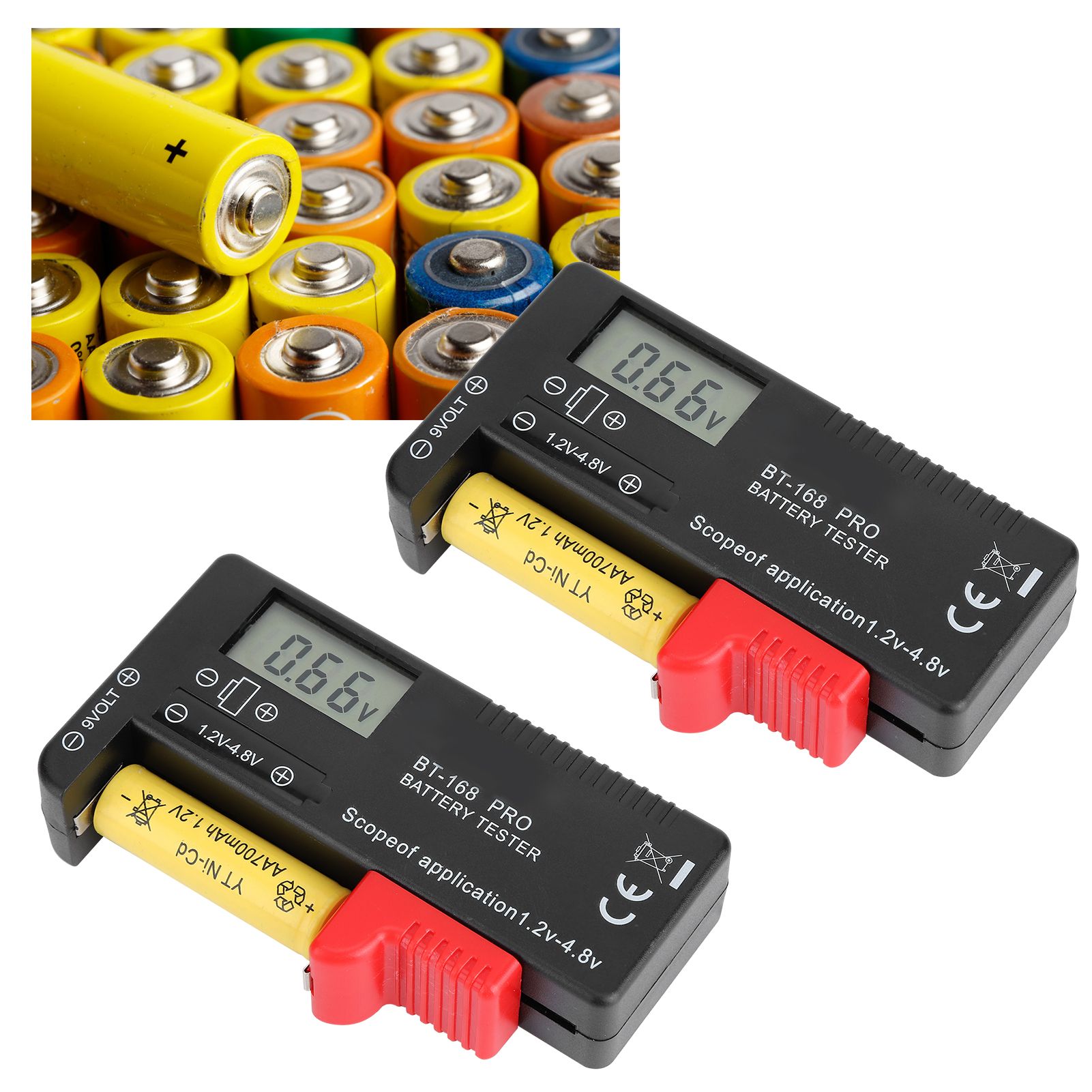 2Pcs Digital Battery Capacity Checkered Tester Voltage Checker Battery Testing view 10