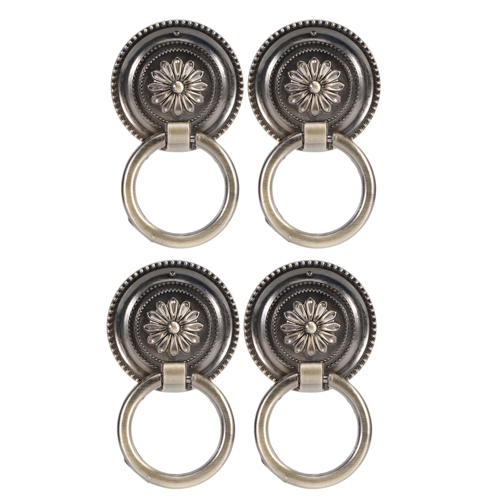 4Pcs Door Ring Knocker Antique Zinc Alloy Drawer Closet Cabinet Handles