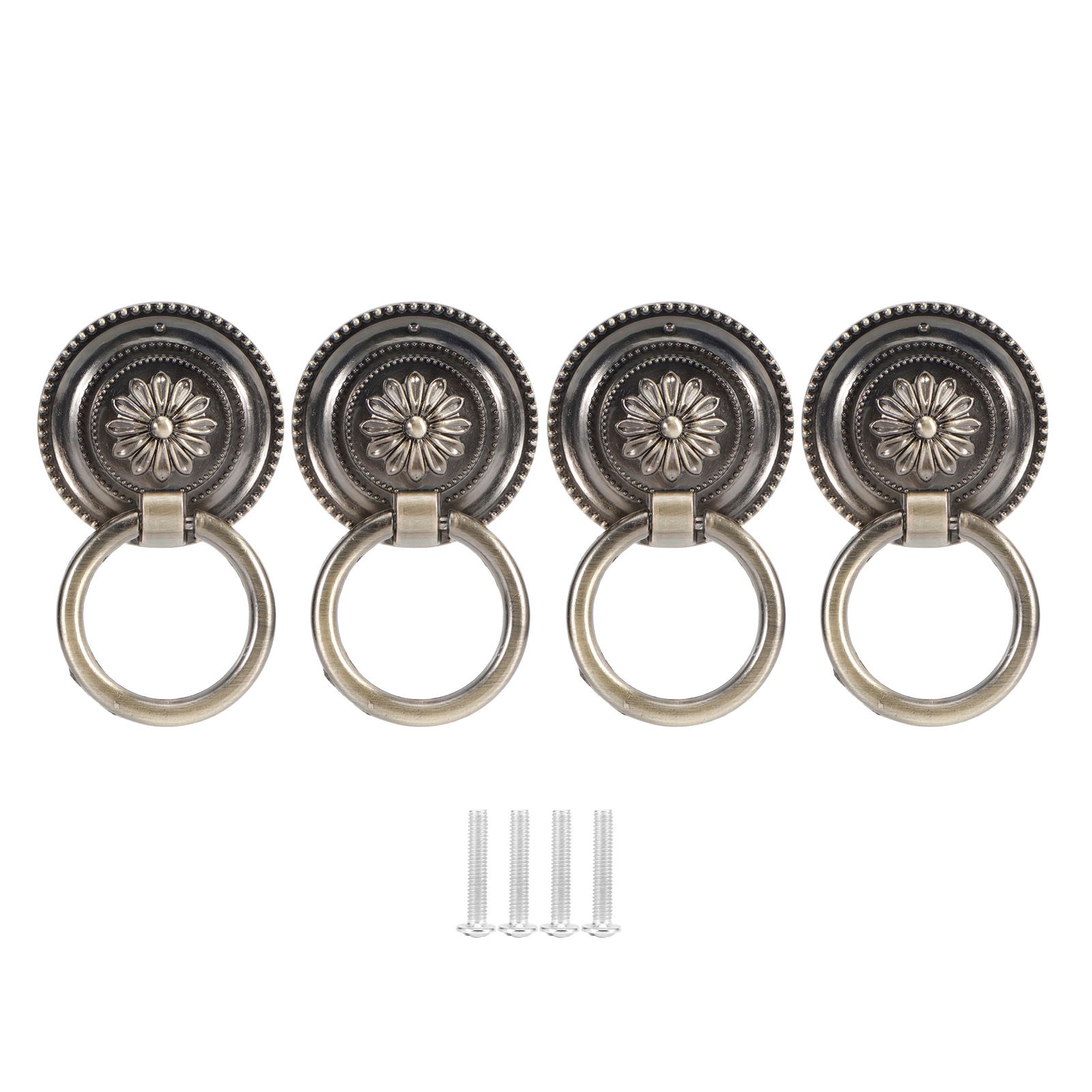 4Pcs Door Ring Knocker Antique Zinc Alloy Drawer Closet Cabinet Handles view 2