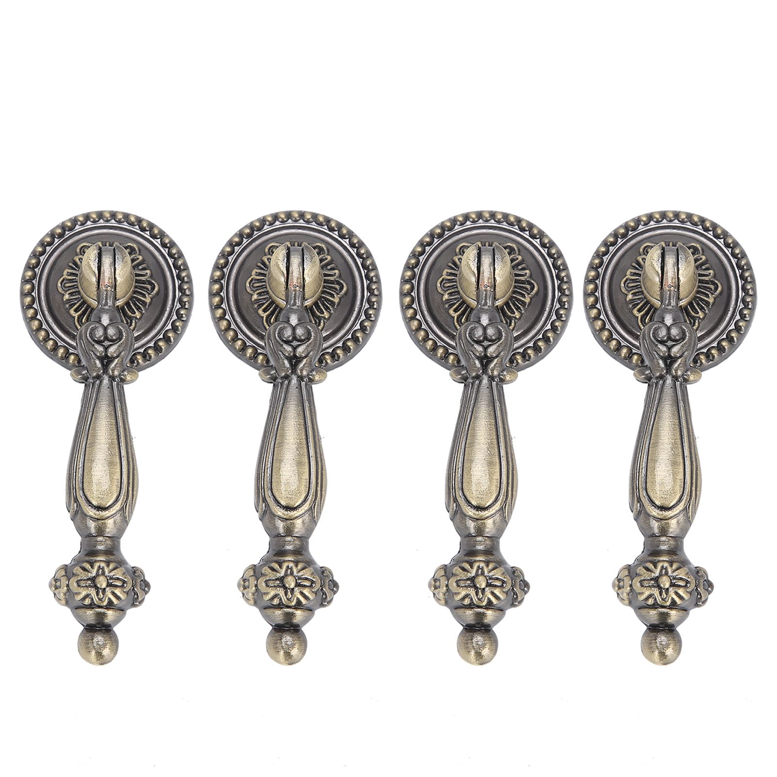 4 Sets Bronze Handles Single Hole Decorative Pull with Mounting Screws — image 1