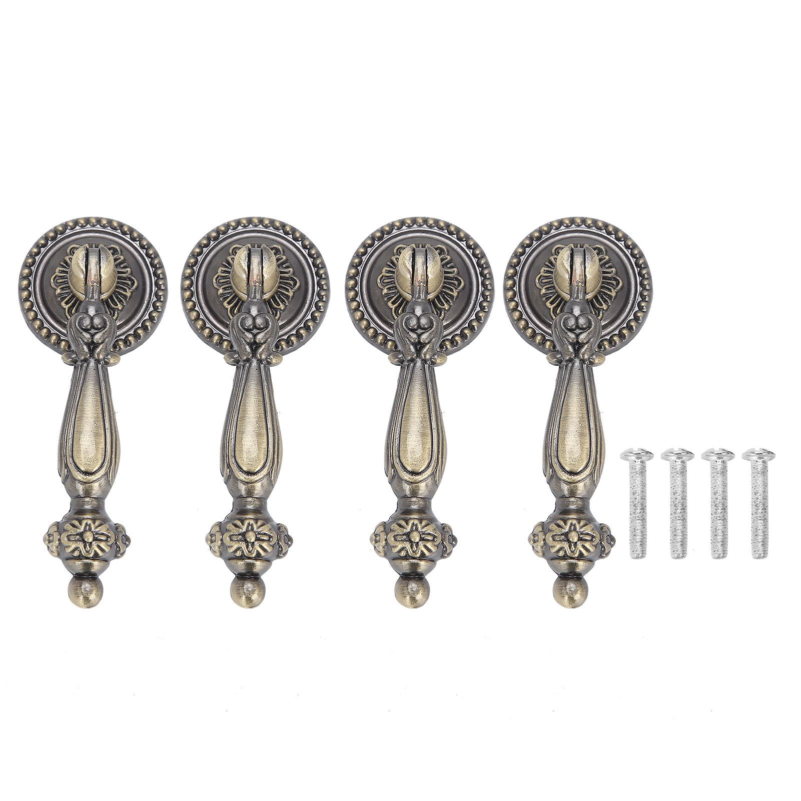 4 Sets Bronze Handles Single Hole Decorative Pull with Mounting Screws view 2
