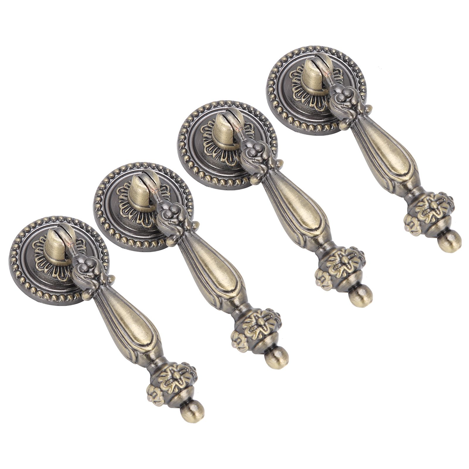 4 Sets Bronze Handles Single Hole Decorative Pull with Mounting Screws view 3