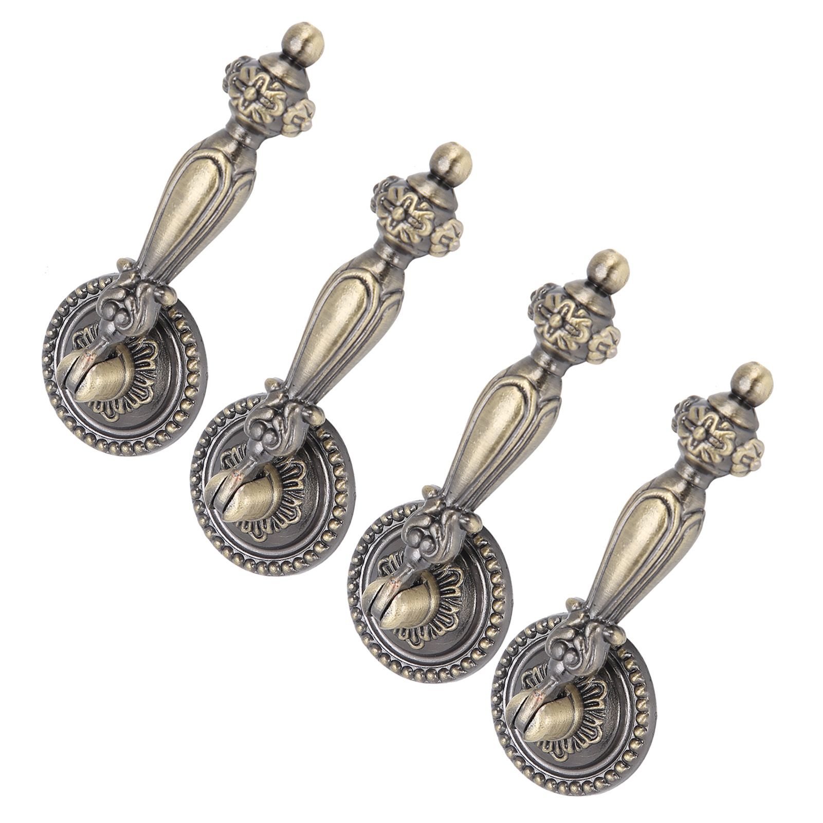 4 Sets Bronze Handles Single Hole Decorative Pull with Mounting Screws view 5