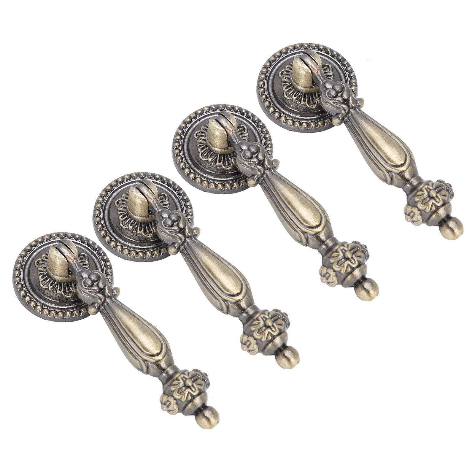 4 Sets Bronze Handles Single Hole Decorative Pull with Mounting Screws view 6