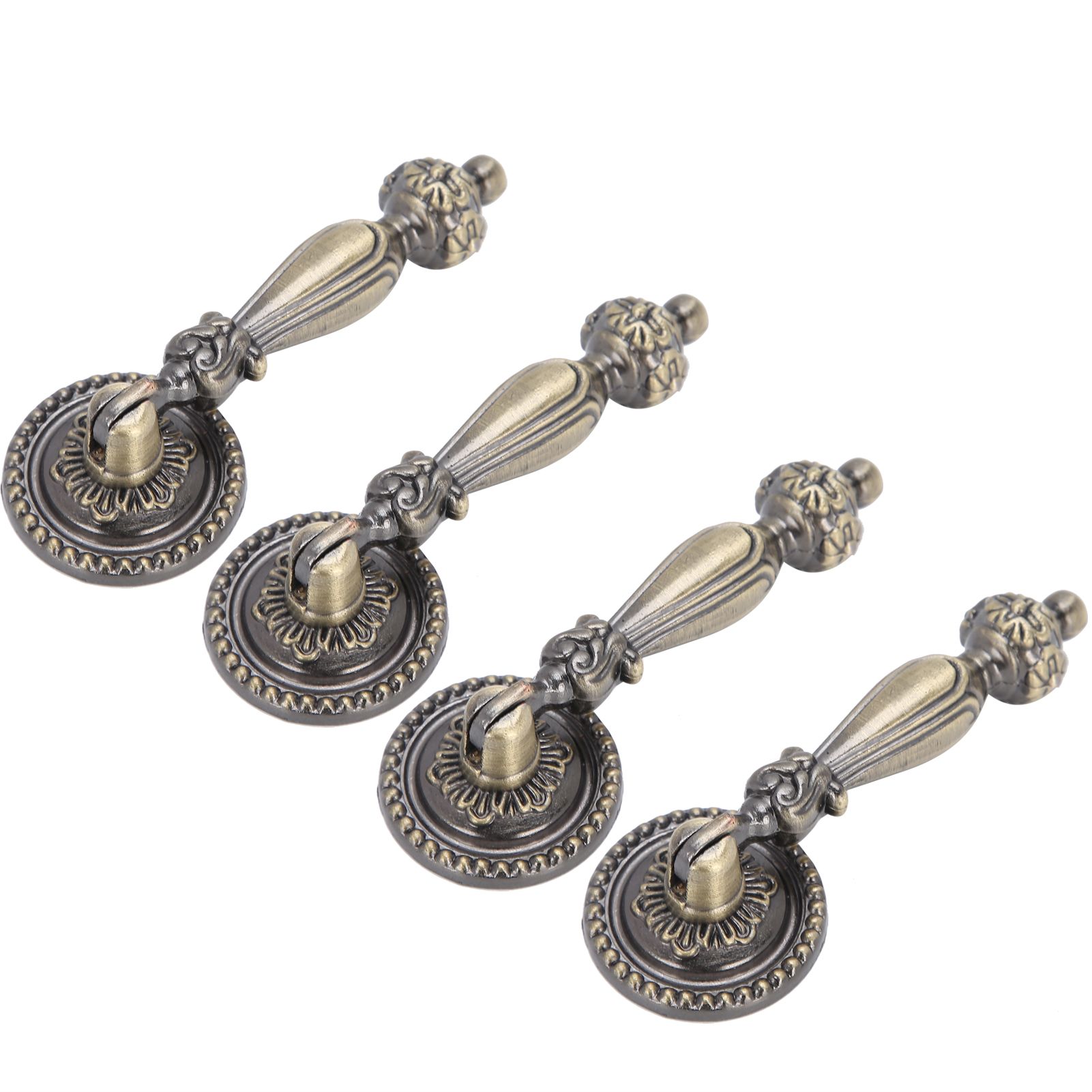 4 Sets Bronze Handles Single Hole Decorative Pull with Mounting Screws view 7