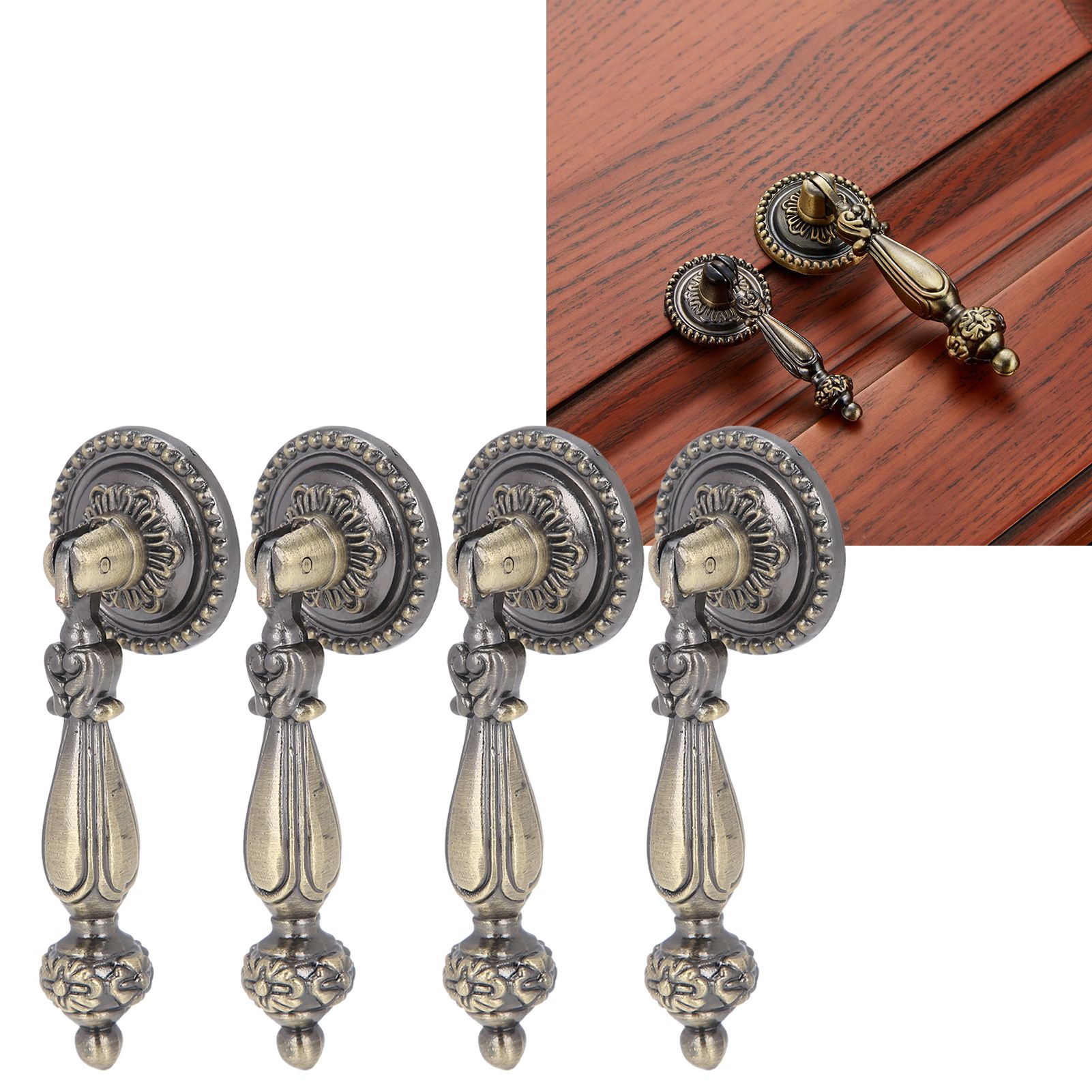 4 Sets Bronze Handles Single Hole Decorative Pull with Mounting Screws view 11