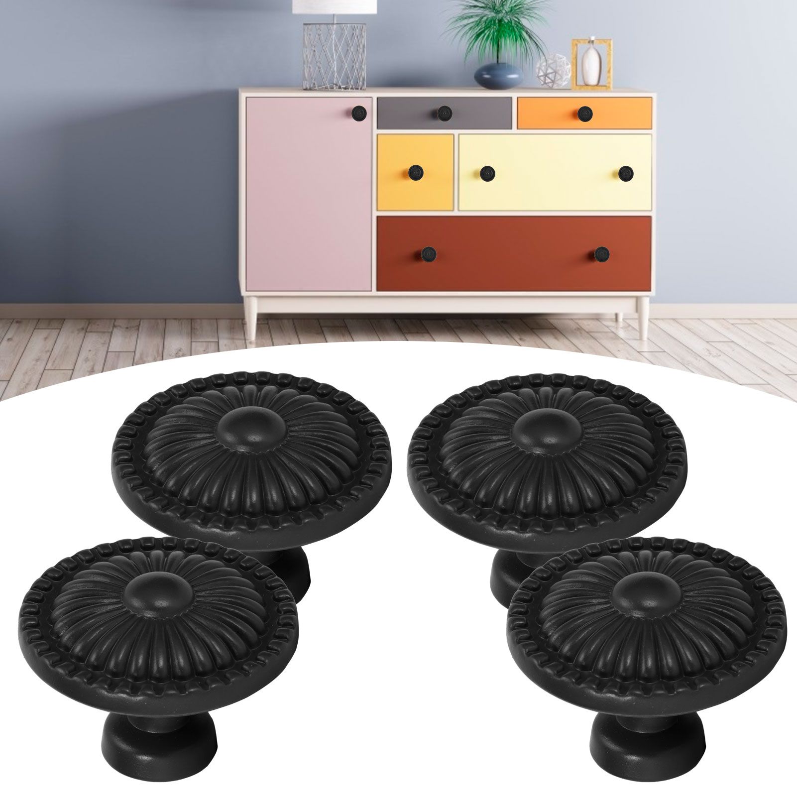 4 Sets Zinc Alloy Handle Single Hole Round Doorknob for Wardrobe Kitchen view 10