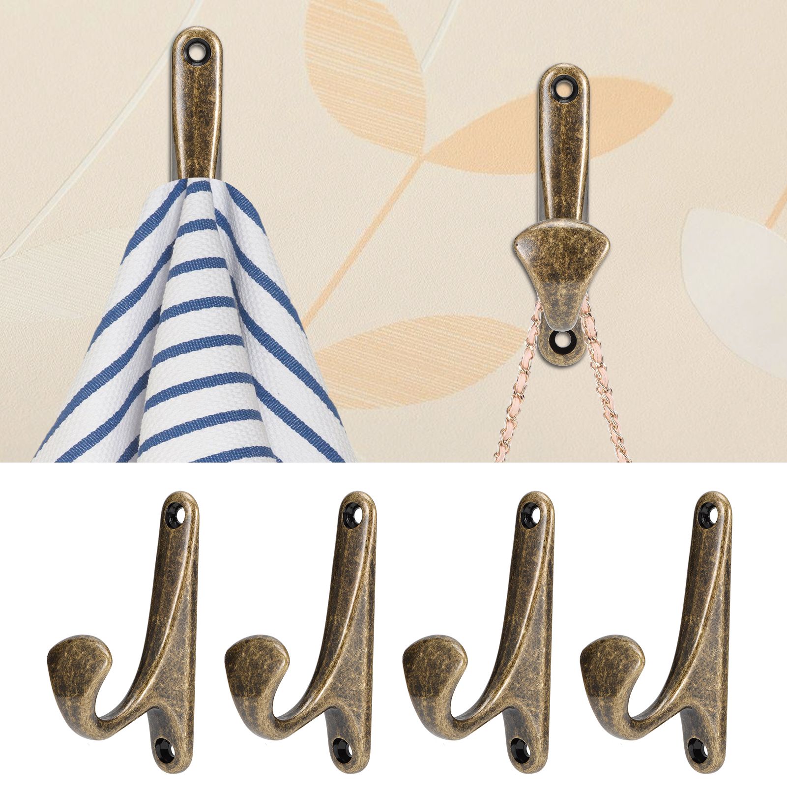 4 Sets Clothes Hook Zinc Alloy WallMounted Towel Hat Coat Hanger Home view 9