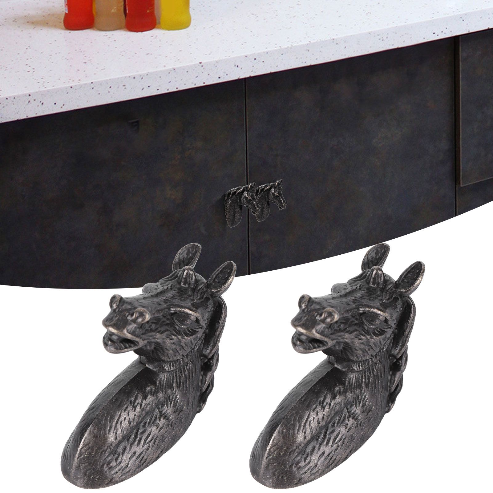 2 Sets Modern Stylish Cabinet Handles Horse Head Pull Kitchen Wardrobe Drawer view 9