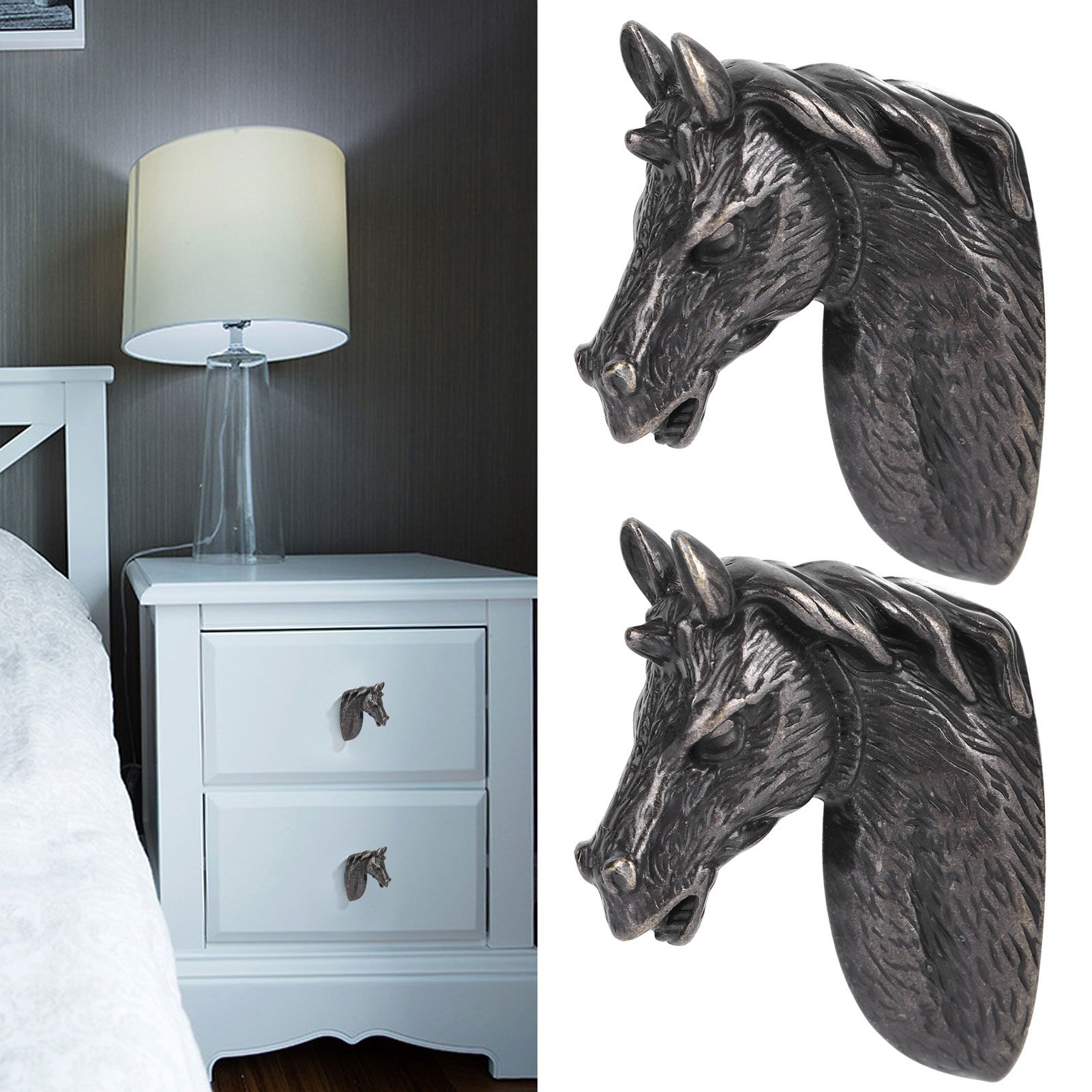 2 Sets Modern Stylish Cabinet Handles Horse Head Pull Kitchen Wardrobe Drawer view 10
