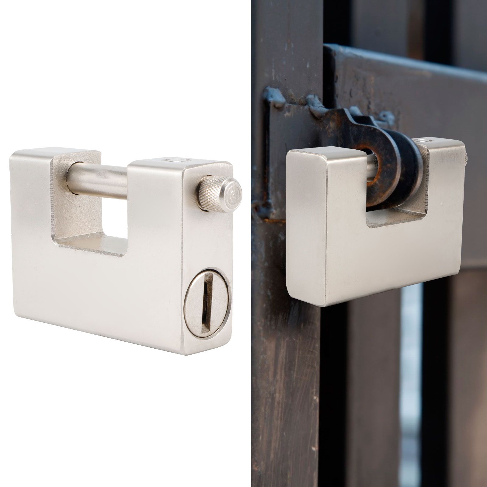 High Security Padlock Rectangular Thick Shackle AntiTheft Iron DShaped Door Lock view 9