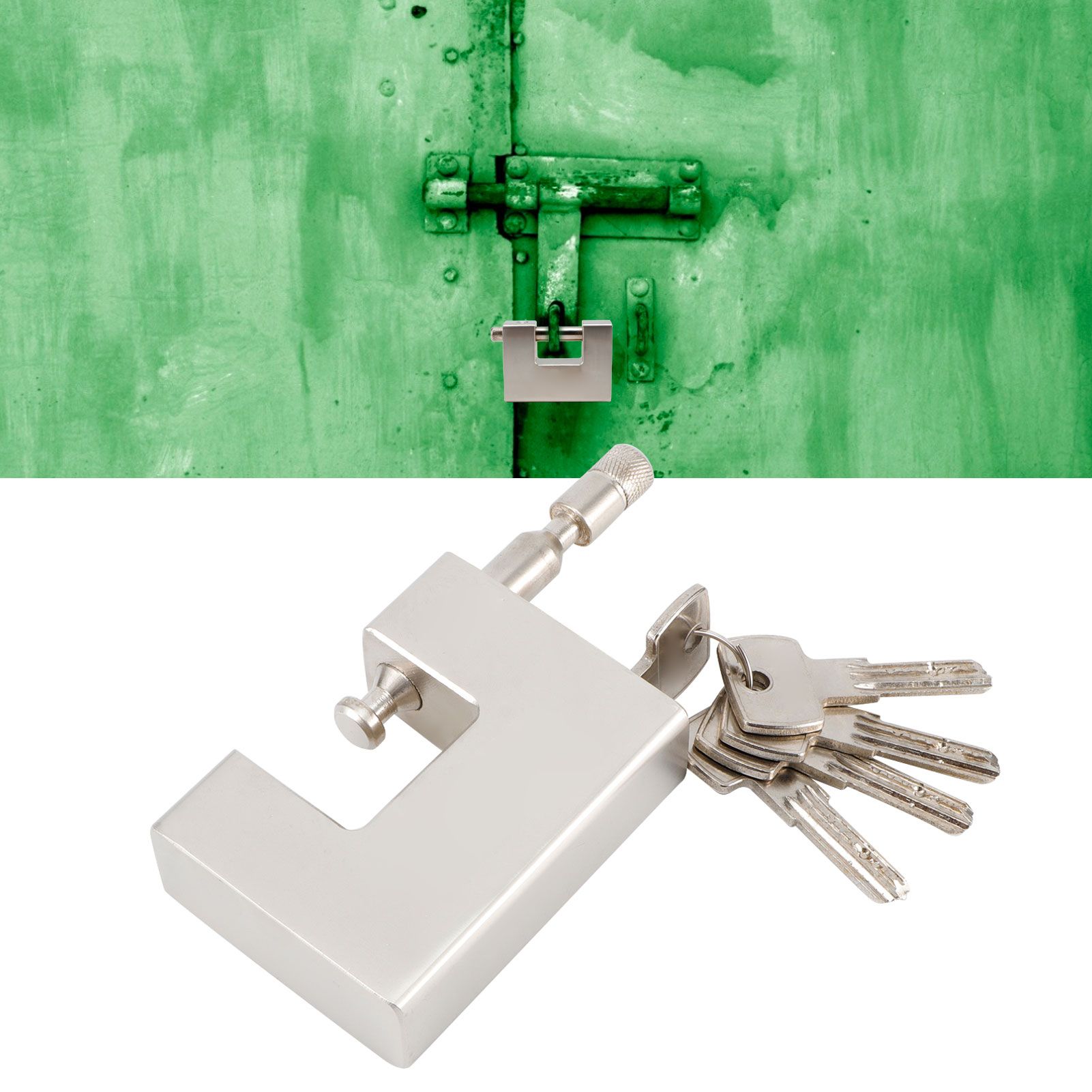 High Security Padlock Rectangular Thick Shackle AntiTheft Iron DShaped Door Lock view 10