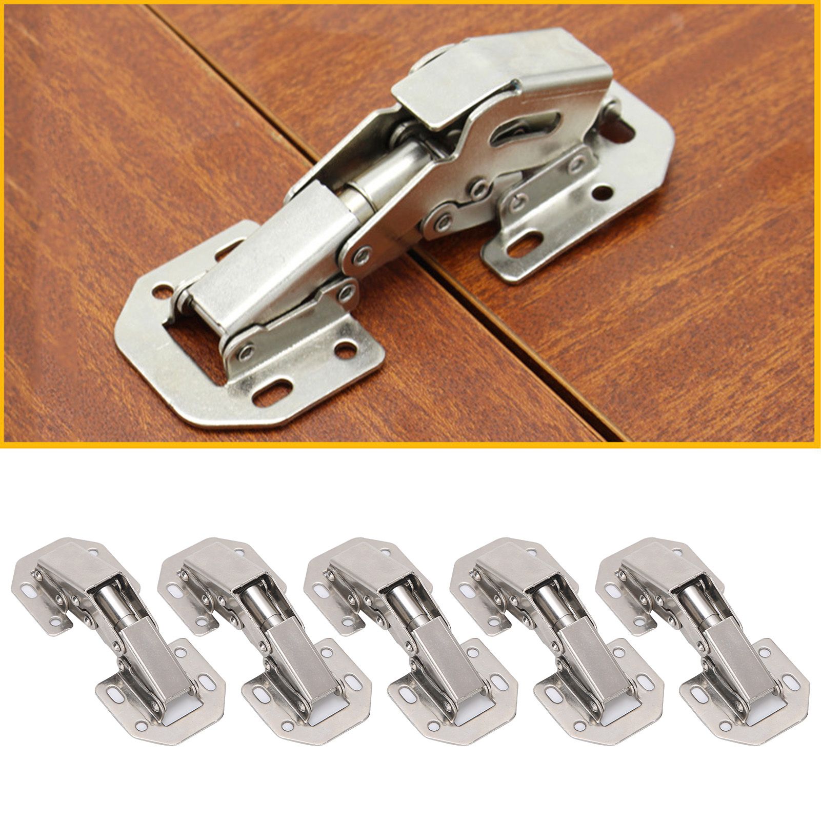 10PCS Cabinet Hinges No Drilling Hole Bridge Shaped Cupboard Door Hinges for view 9