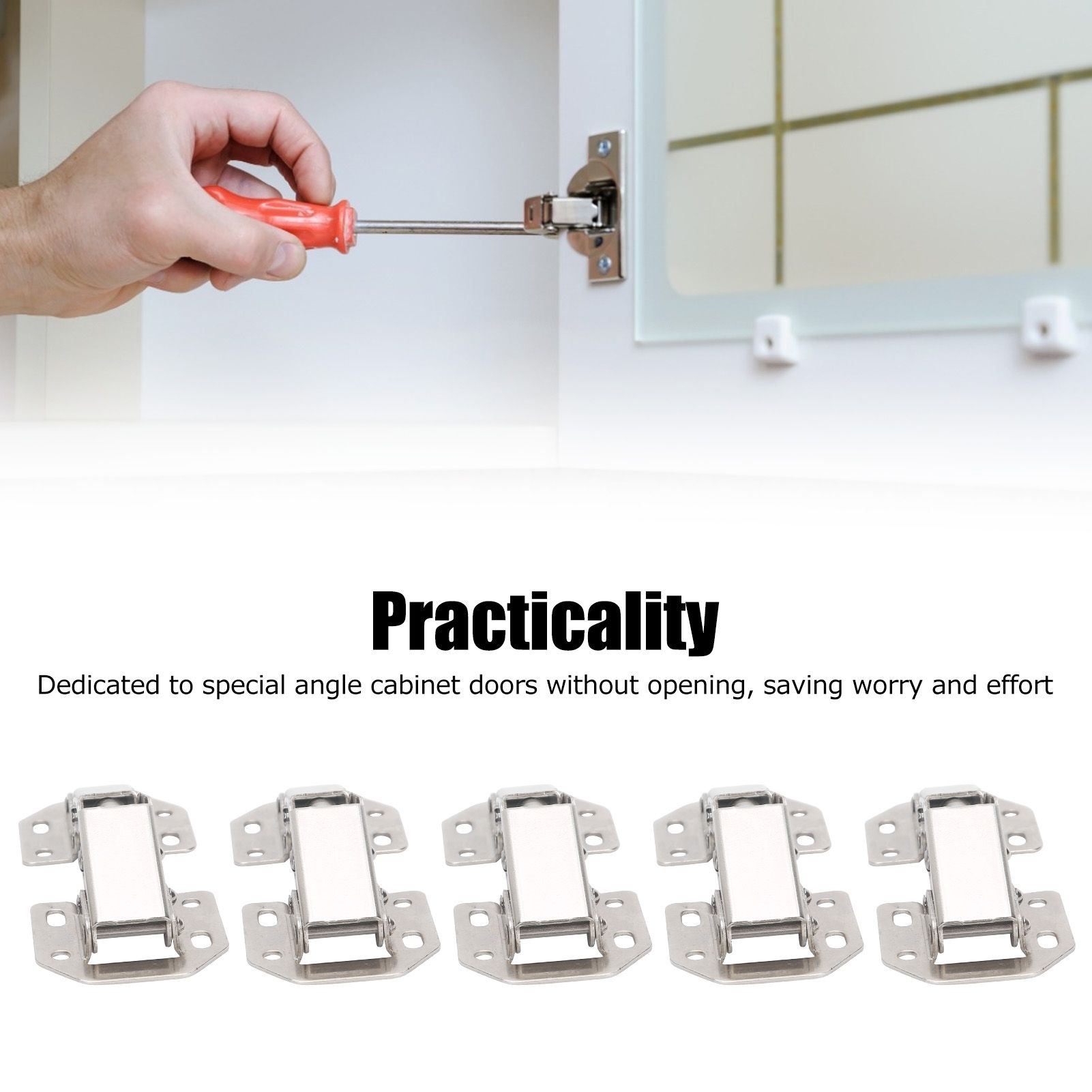 10PCS Cabinet Hinges No Drilling Hole Bridge Shaped Cupboard Door Hinges for view 12