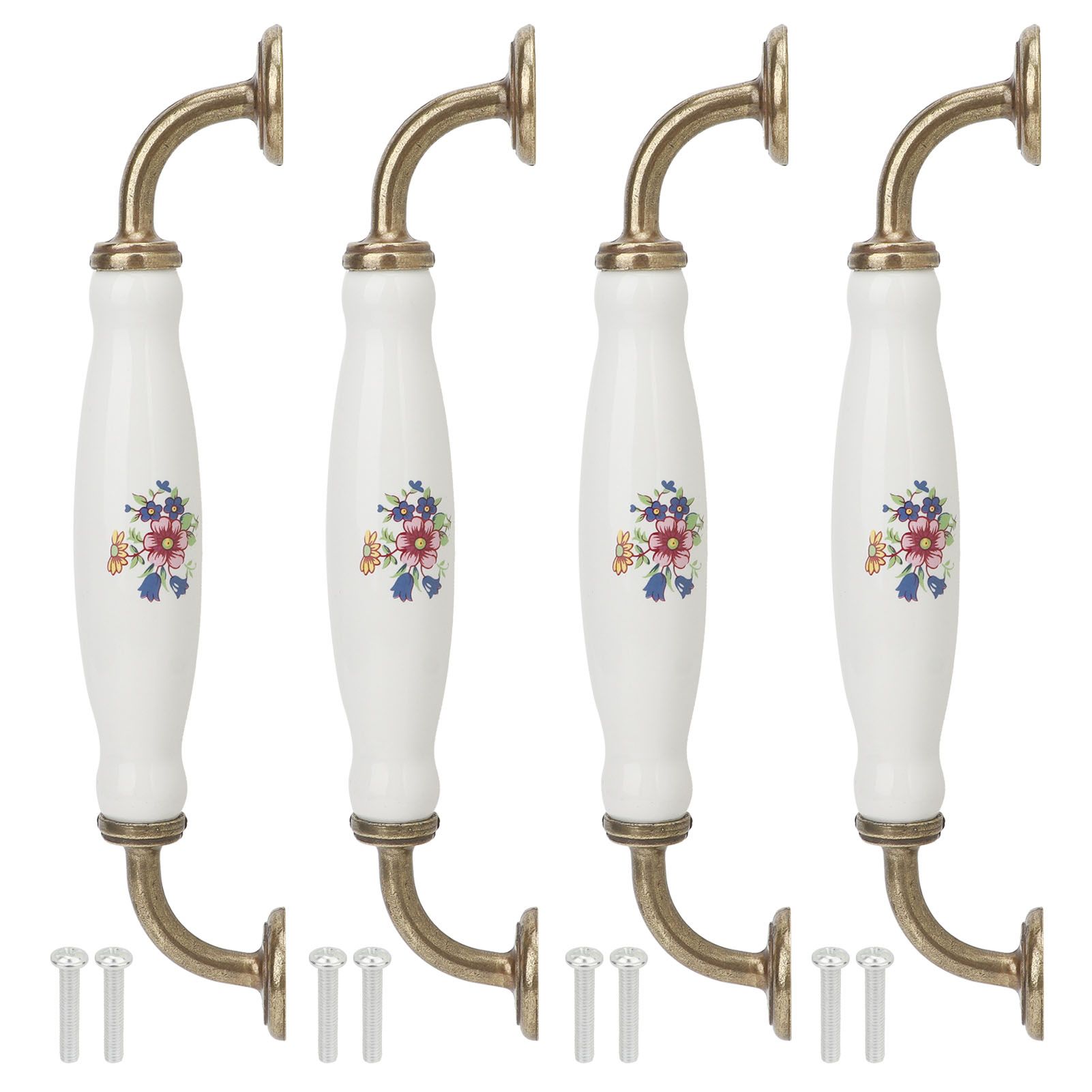 4 Sets Ceramic Handle European Style 160mm Hole Distance Cabinet Door Drawer view 2