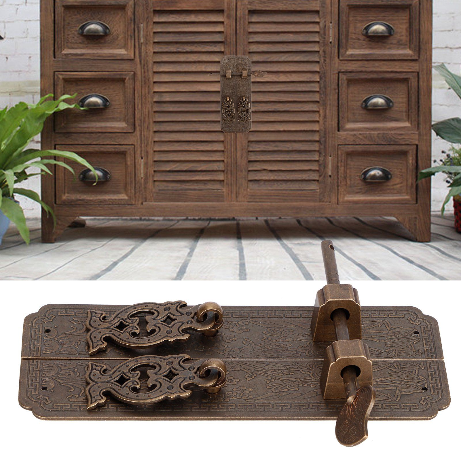 Door Handles Kit Chinese Style Antique Copper Gate Pull Handle Furniture Hardwares view 9