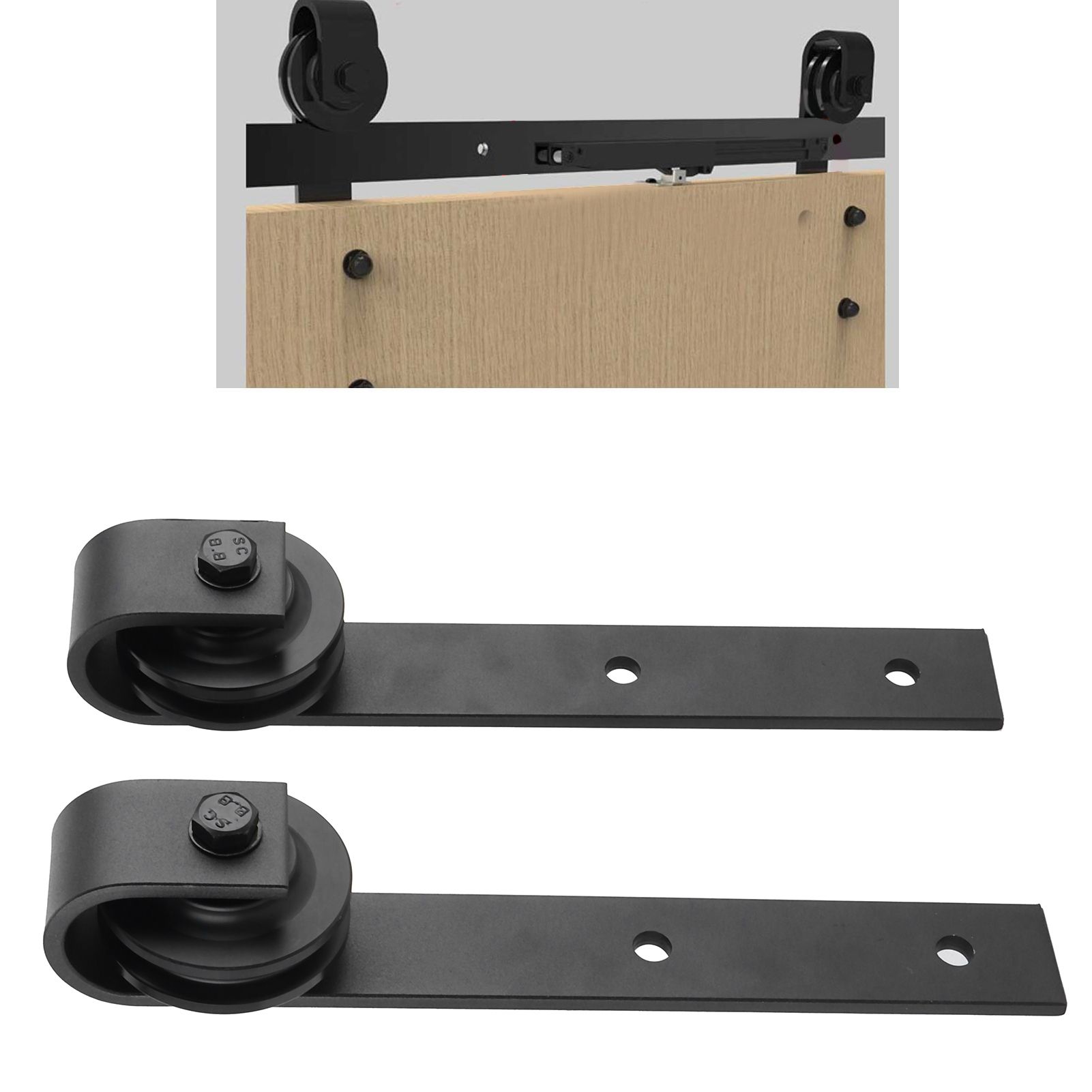 Sliding Barn Door Pulley Hardware Rack Hanger Roller Wheel Carbon Steel Noiseless view 9