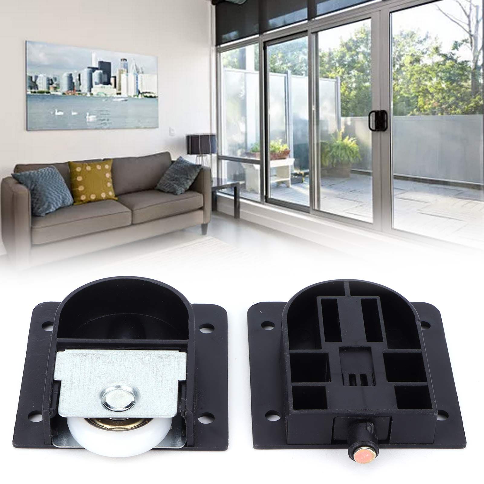 Mute Sliding Door Wheel Black Plastic Pulley with Bearing Furniture Hardware view 12