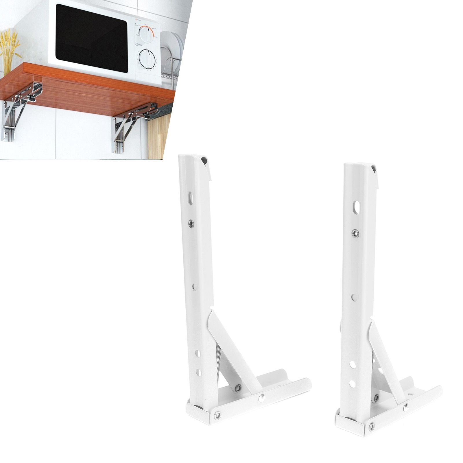 2Pcs Folding Shelf Bracket Cold Rolled Steel Wall Mounted Thick Spring Support view 11
