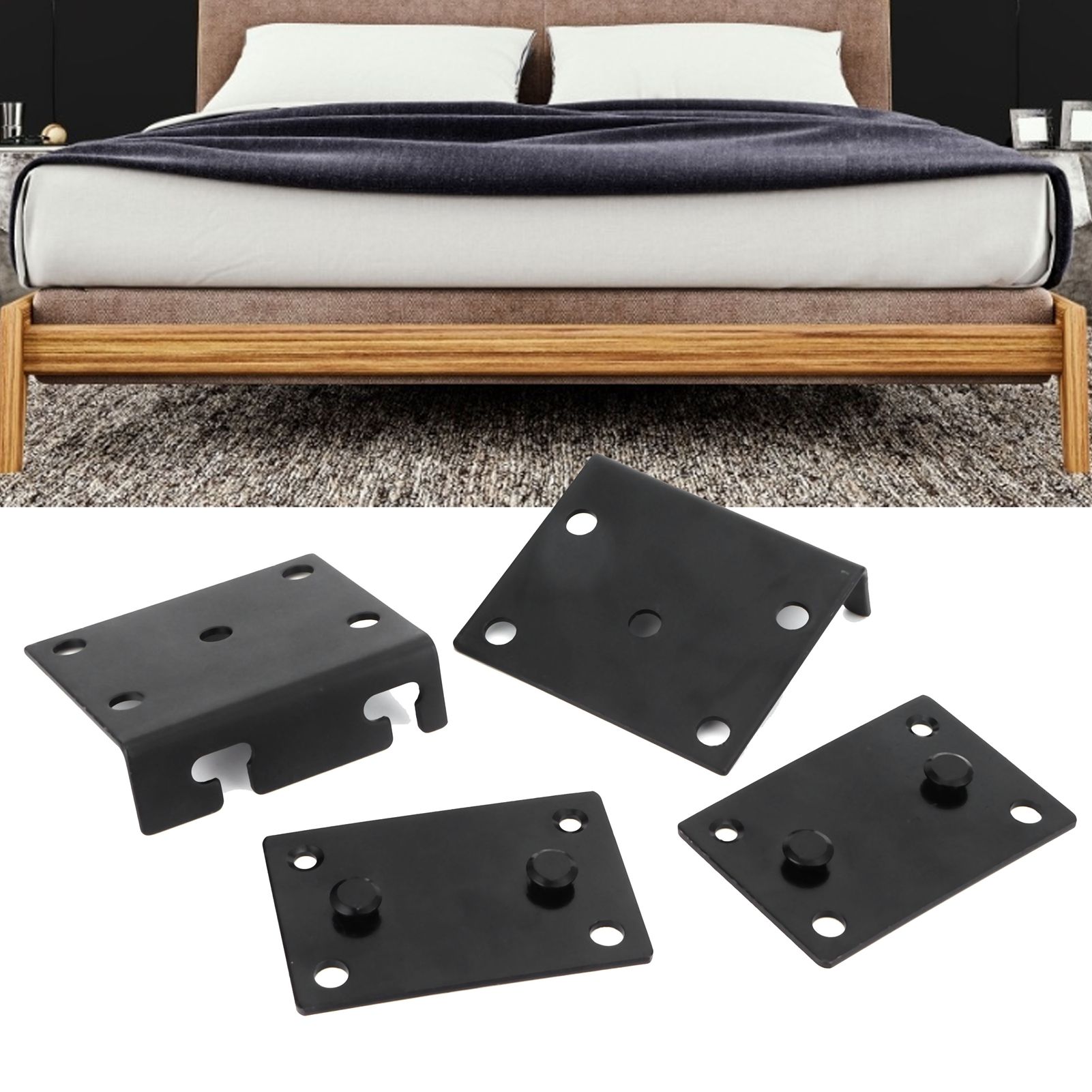 Bed Rail Hinge Bracket Iron Furniture Hardware Connector Fittings for view 12