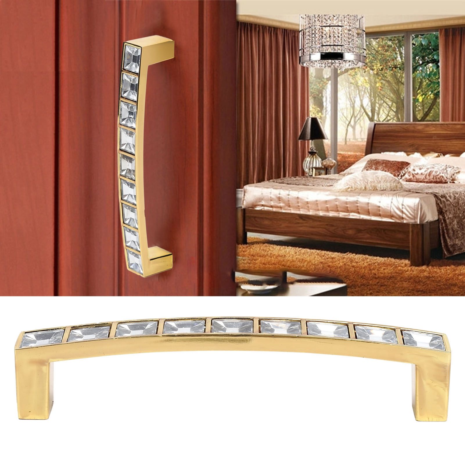 Crystal Pull Modern Cabinet Handle Double Hole Handle for Closet Drawer view 11