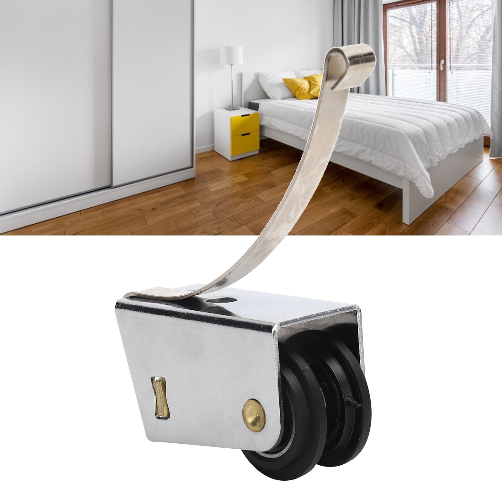 Sliding Door Pulley Double Row Rollers Upper Lower Wheel PushPull Flexible view 11