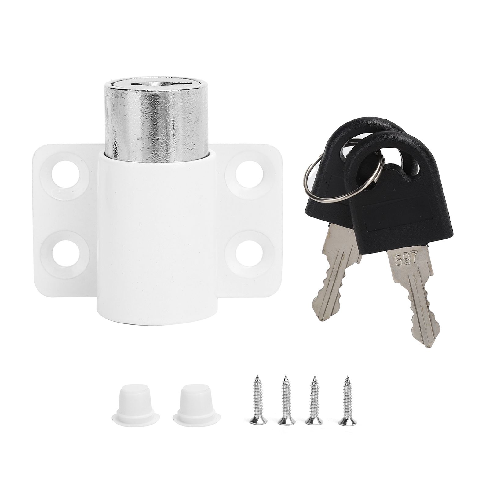 3Ring White Safety Lock Sliding Window AntiThef Buckle for Plastic Steel view 2
