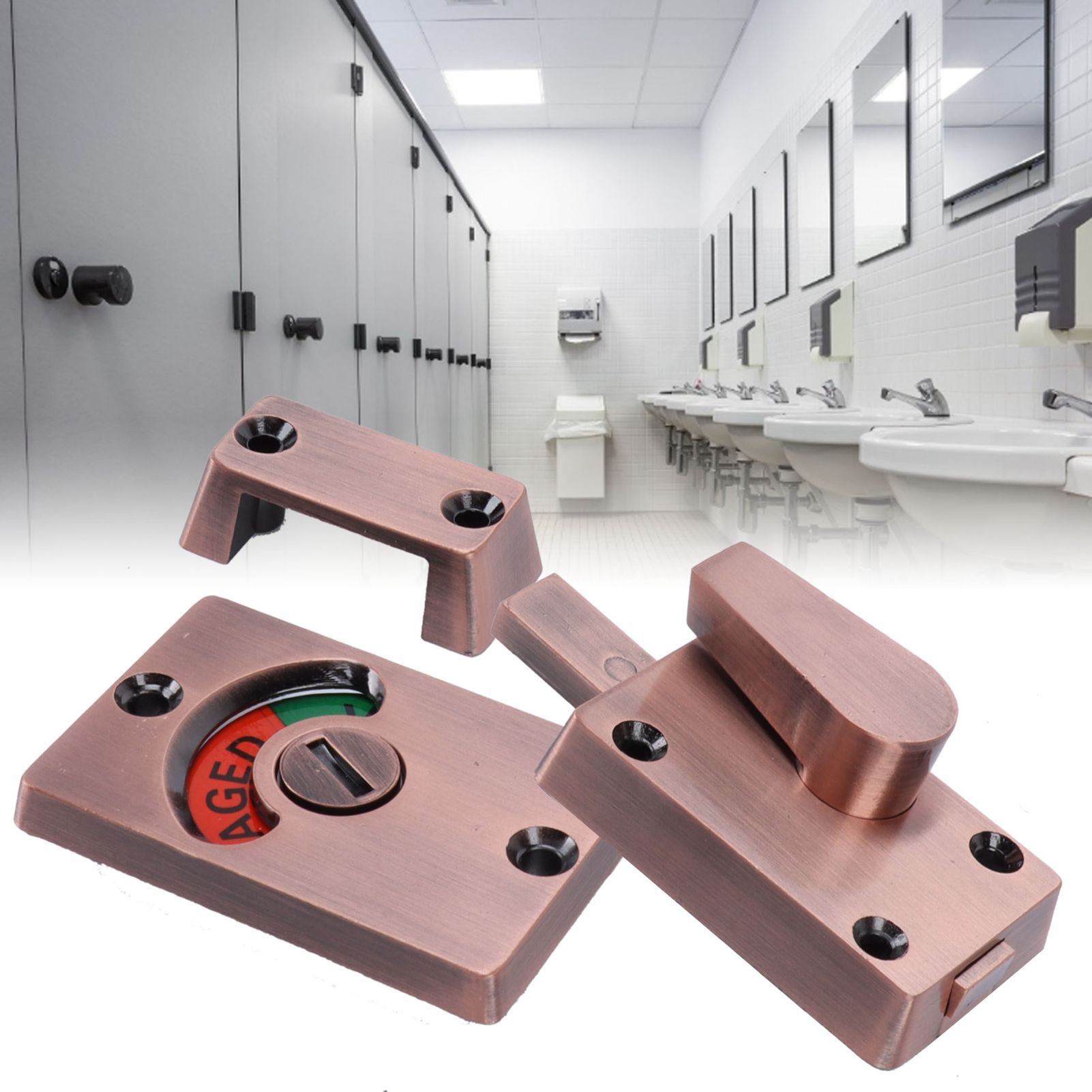 Partition Door Lock with Handle Public Toilet Restroom Bolt Lock Indicator view 11