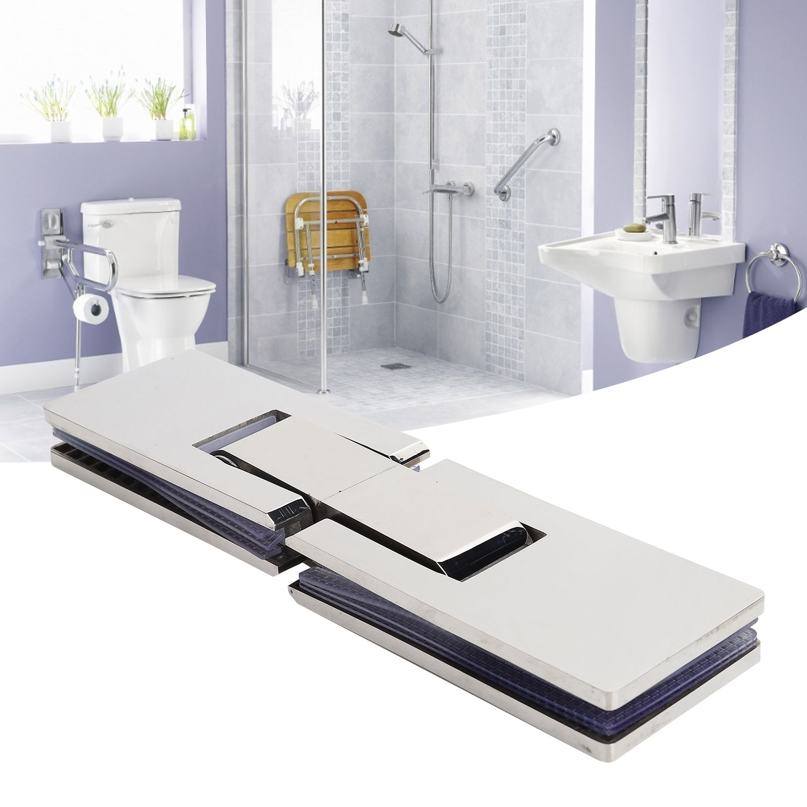180 Degree Stainless Steel Door Clamp Bathroom Glass Clip Holder Bracket for view 12