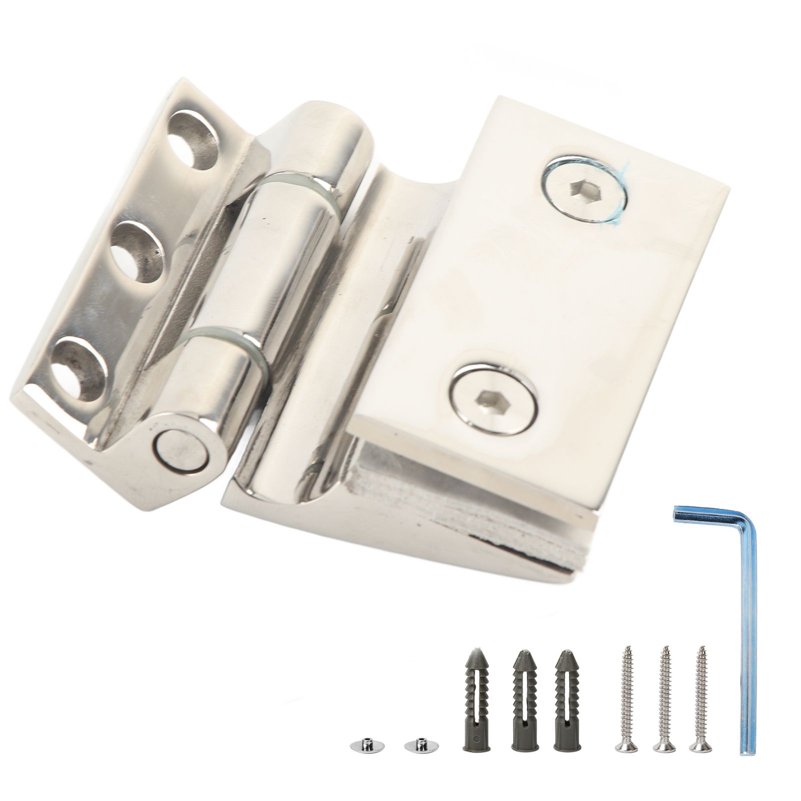 Curved Single‑Sided Hinge Stainless Steel Bathroom Hinge for Tempered 8‑12mm view 2