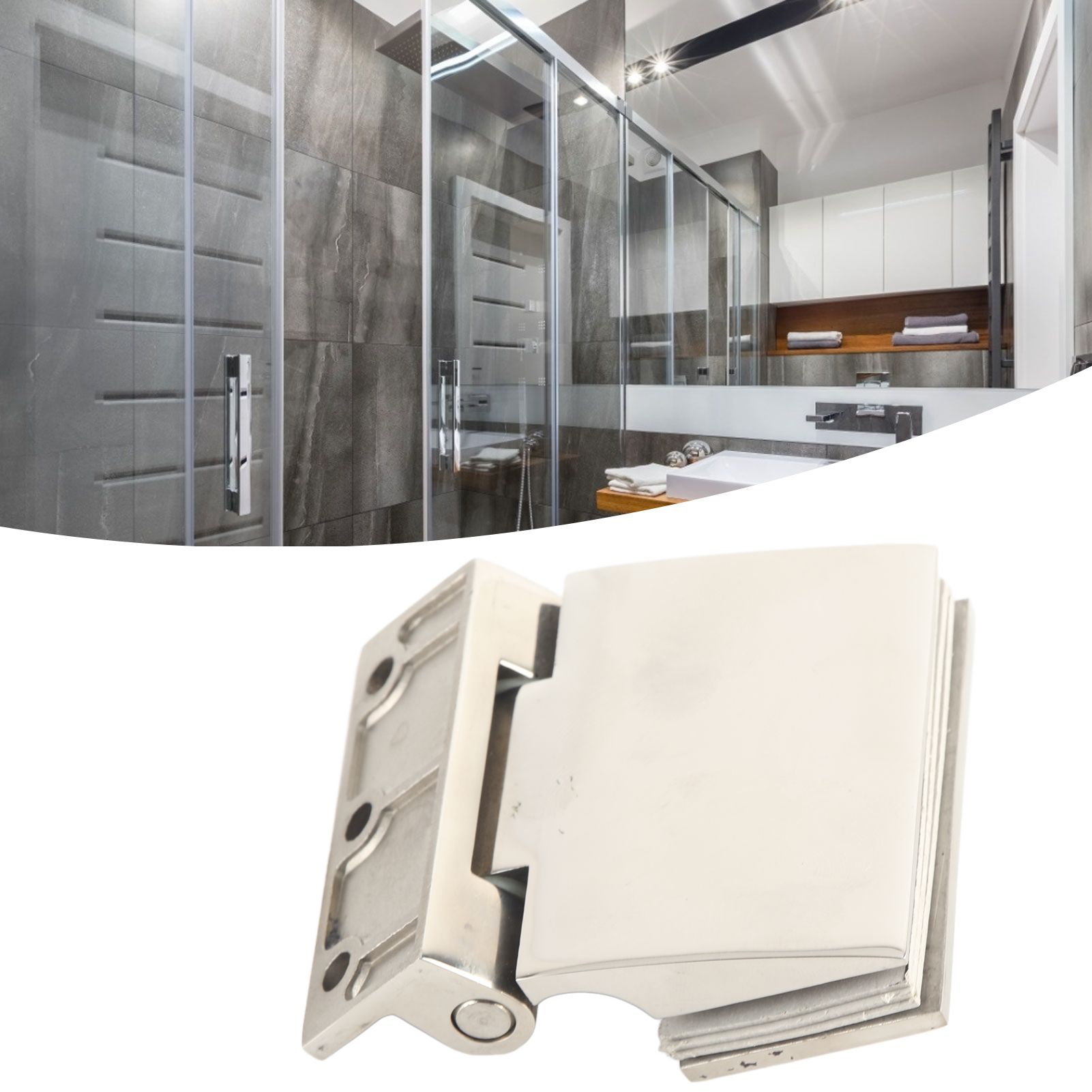 Curved Single‑Sided Hinge Stainless Steel Bathroom Hinge for Tempered 8‑12mm view 12
