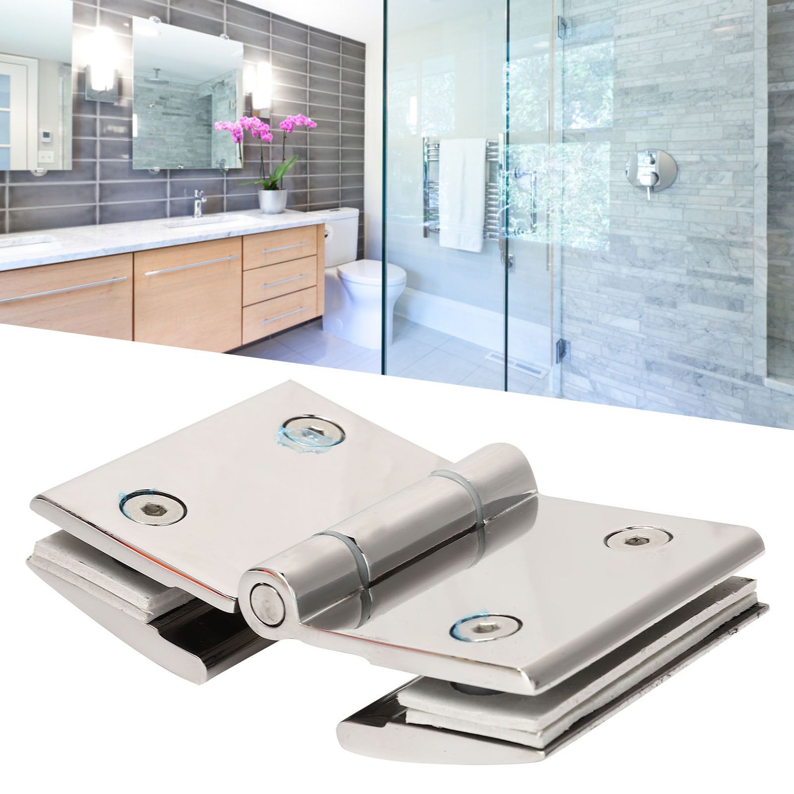 Flat DoubleSided Hinge Stainless Steel Bathroom Hinge Glass Door Hinge for view 11