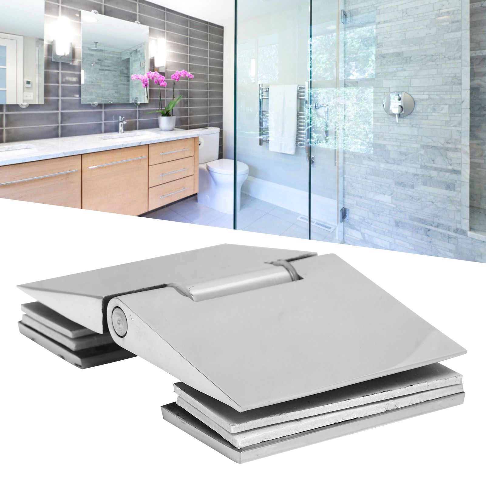 Beveled Double‑Sided Hinge Stainless Steel Shower Room Glass Door Hinge for view 12
