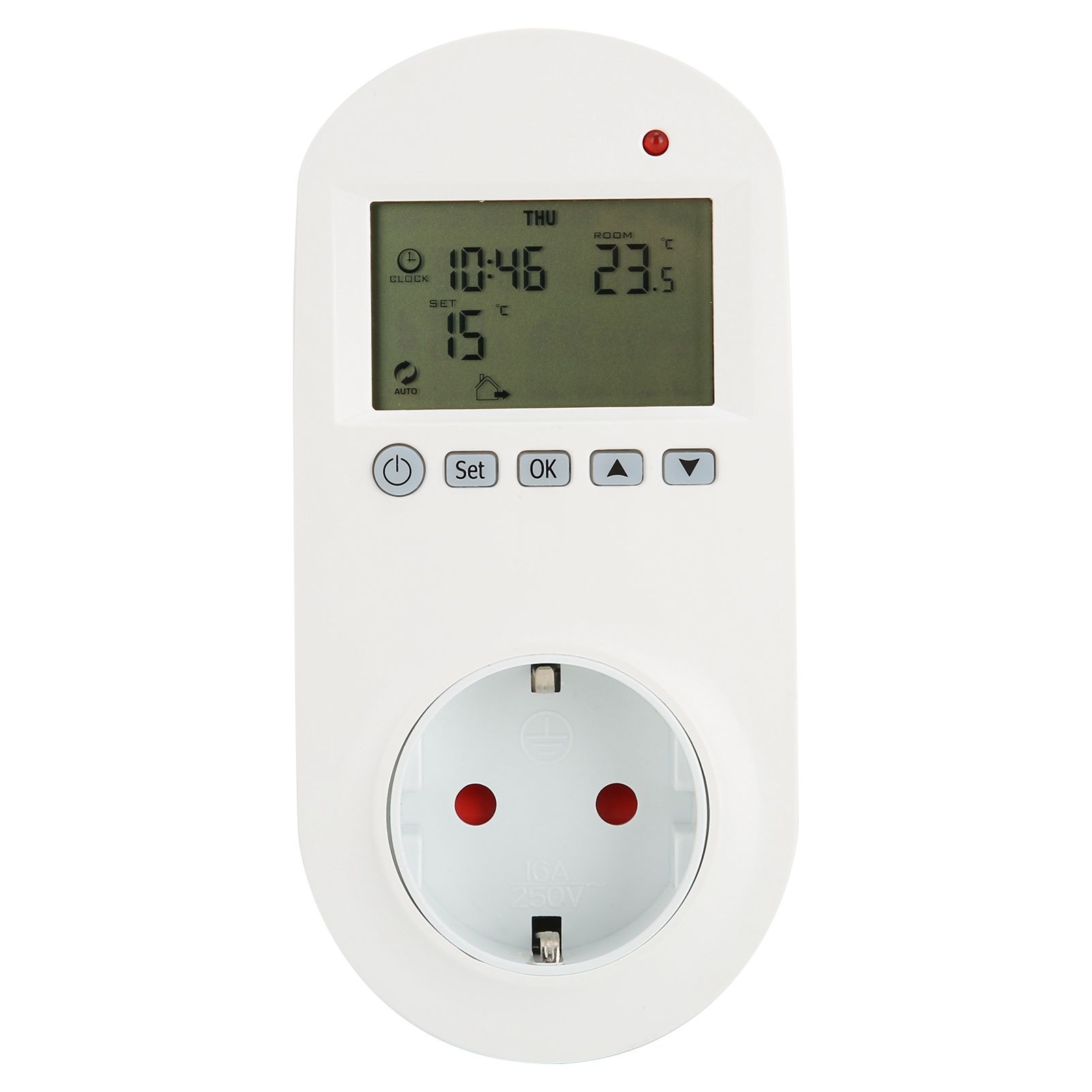 16A Plug‑in Thermostat Programmable Electric Heating Temperature Controller view 2