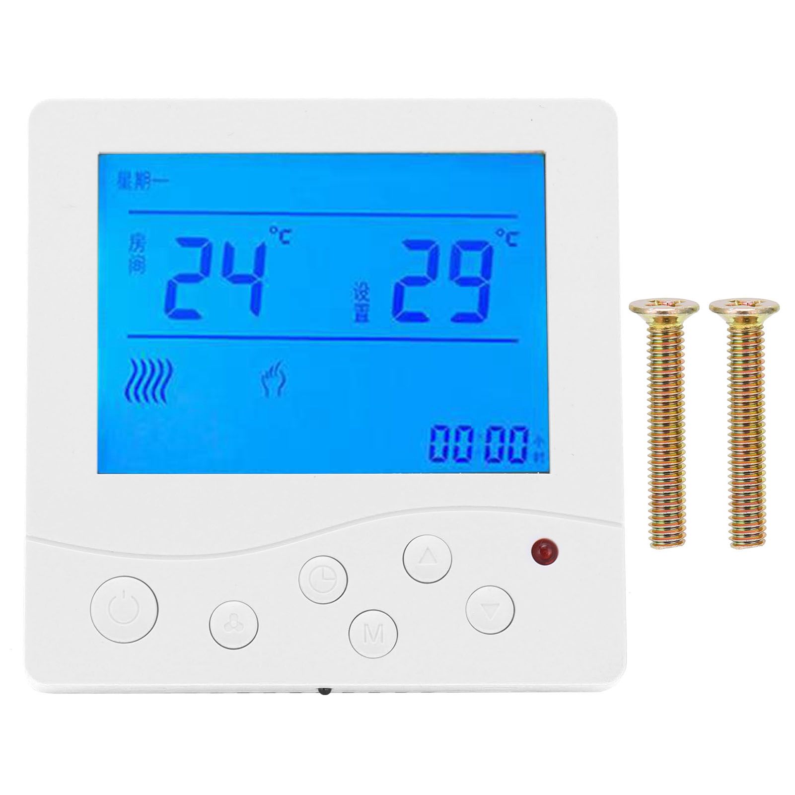 Fancoil Central Airconditioning Thermostat Intelligent LCD Temperature view 2