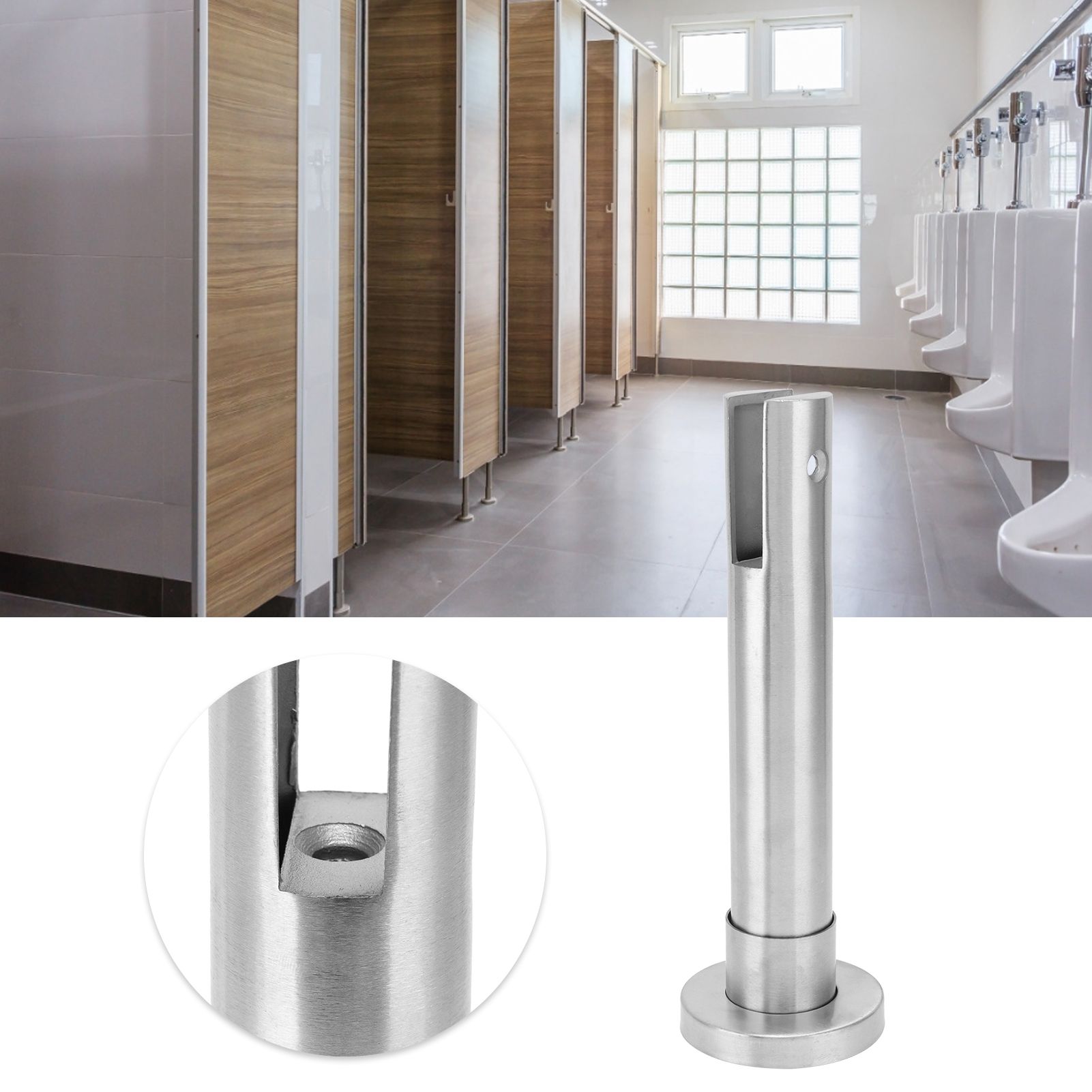 Stainless Steel Glass Clamp Bracket Mount Glass Spigot Public Bathroom Toilet view 12