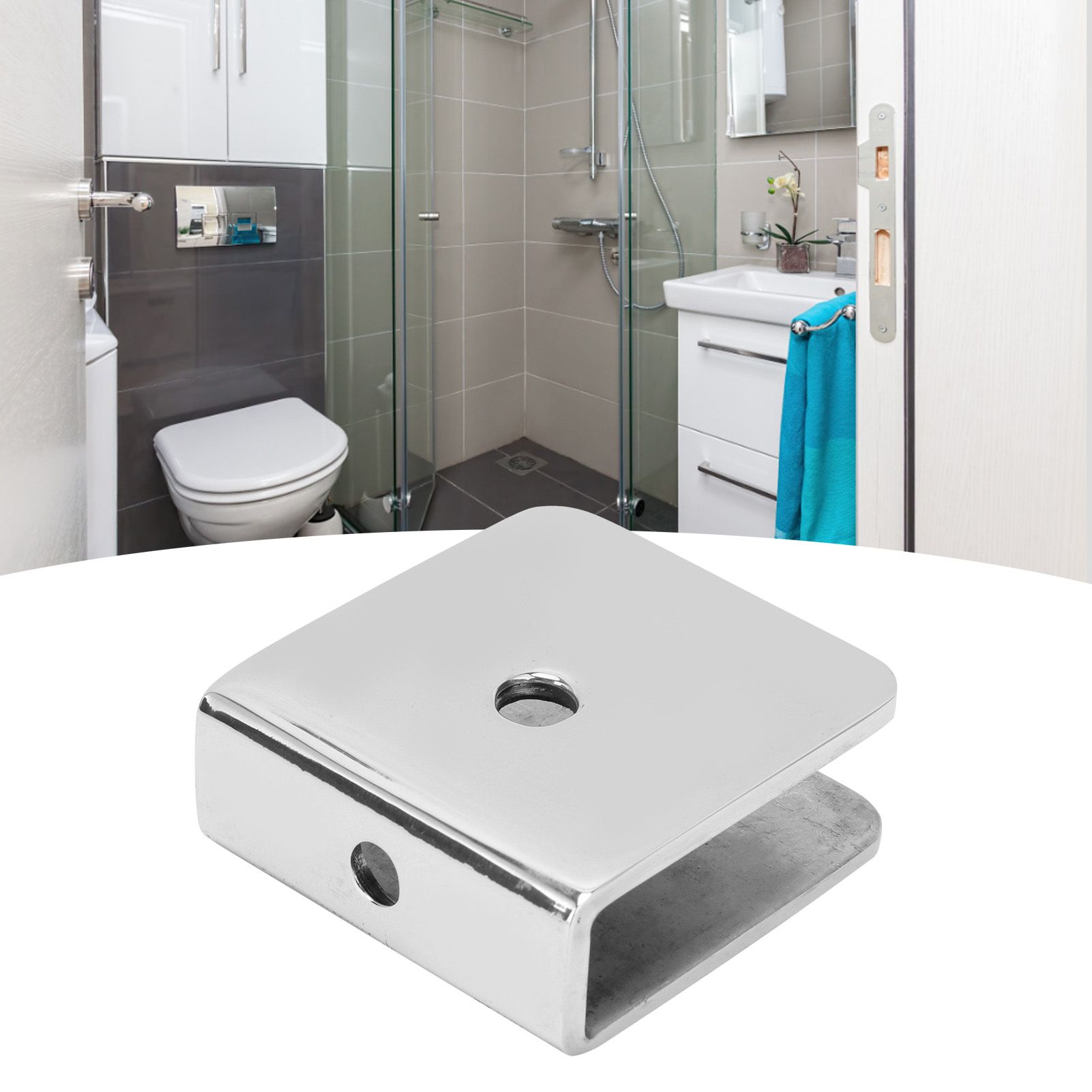 45x48mm Square Glass Fixing Clip Bathroom Door Clamp Holder Bracket for 8‑12mm view 11