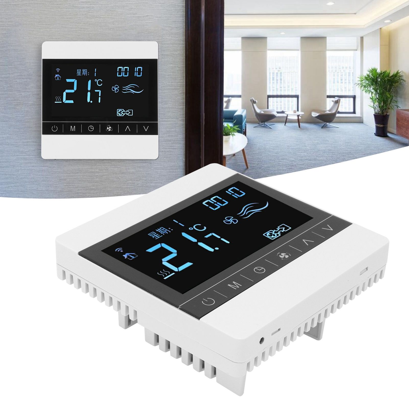 Thermostat LCD Fan Coil Air Conditioner Panel Switch Household Smart view 12