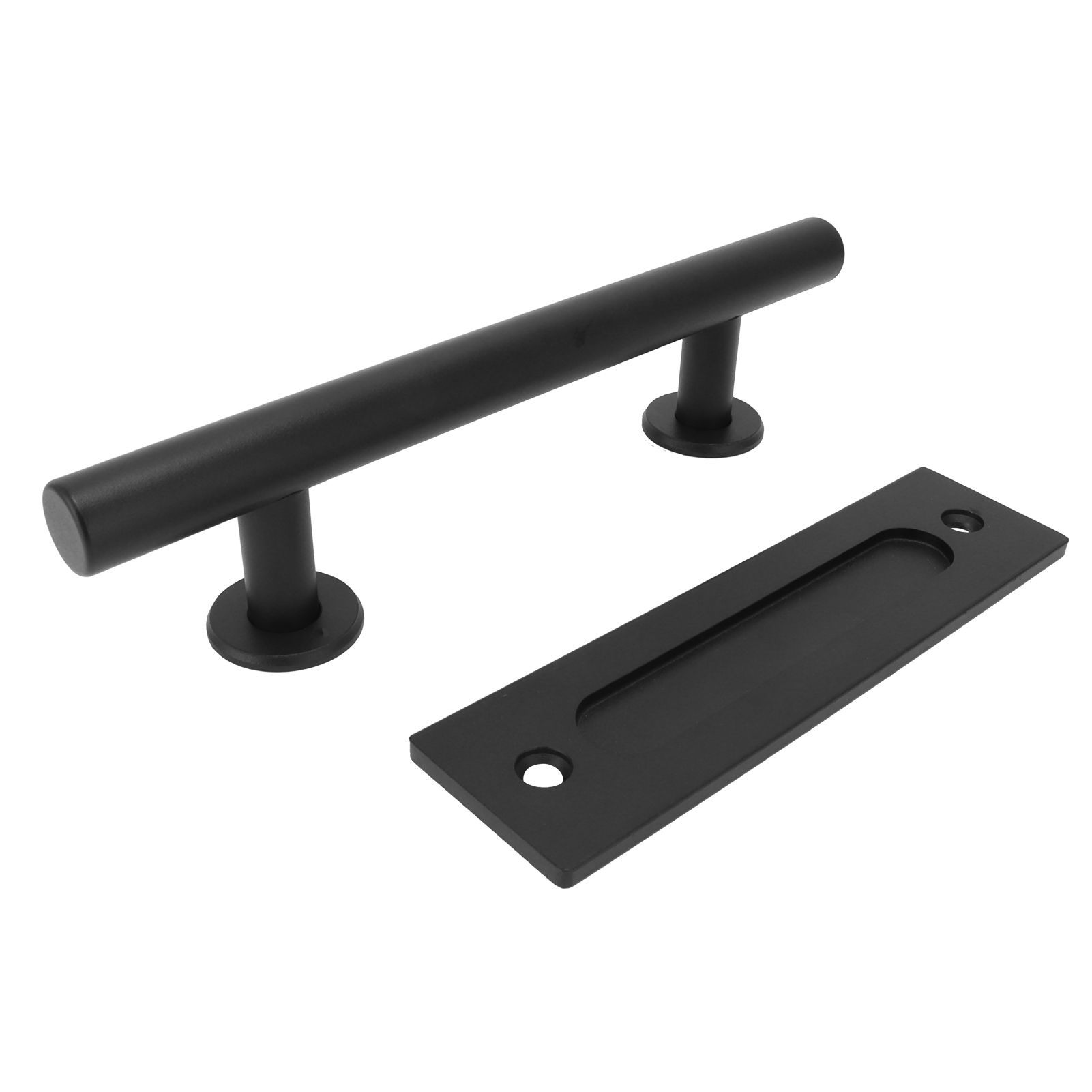 Black Barn Door Handle Double Side Sliding Door Round Concealed Pull for