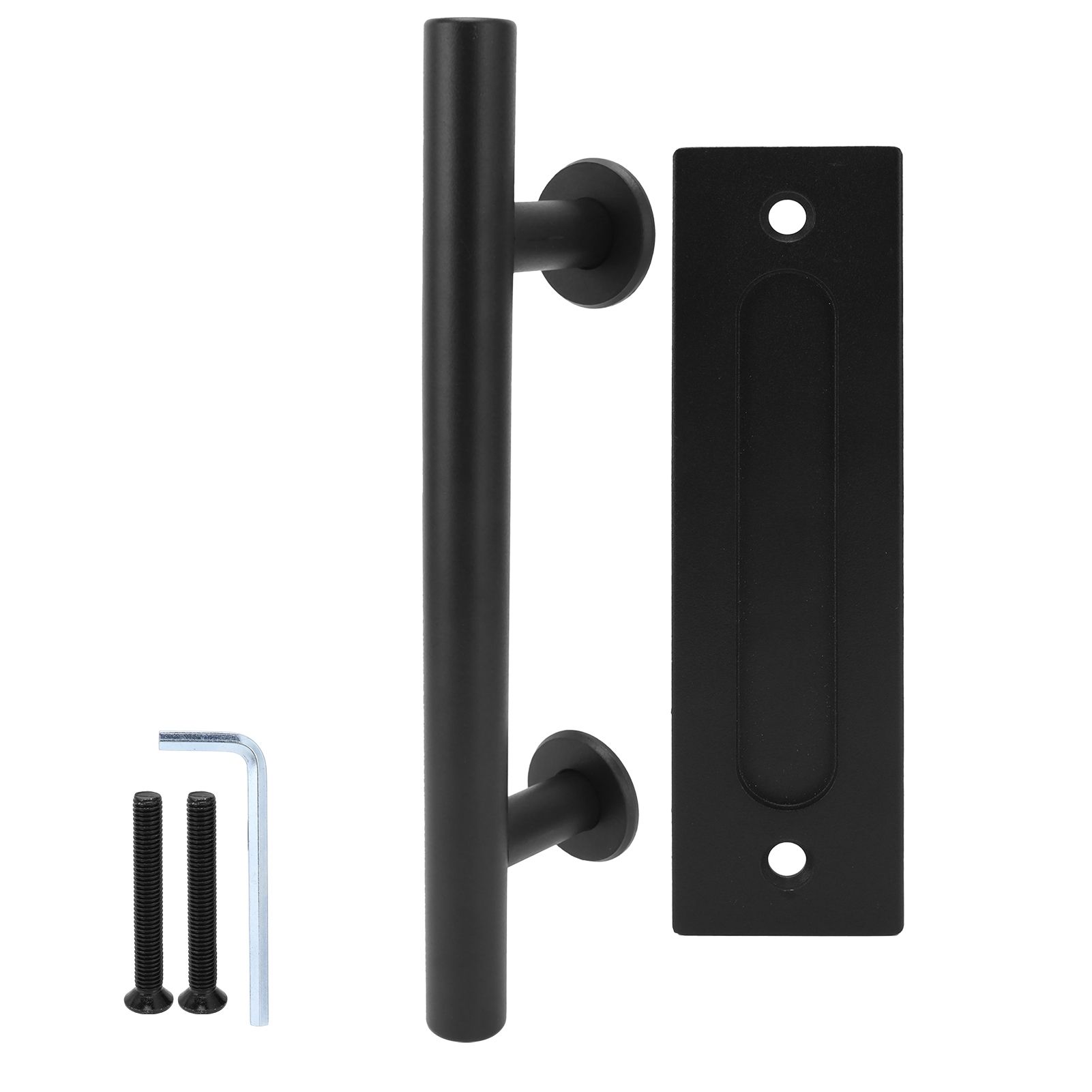 Black Barn Door Handle Double Side Sliding Door Round Concealed Pull for view 2
