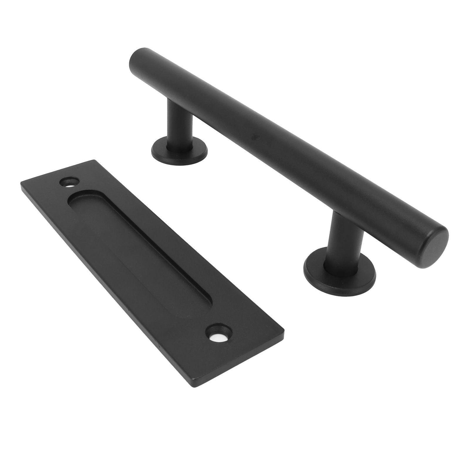 Black Barn Door Handle Double Side Sliding Door Round Concealed Pull for view 3