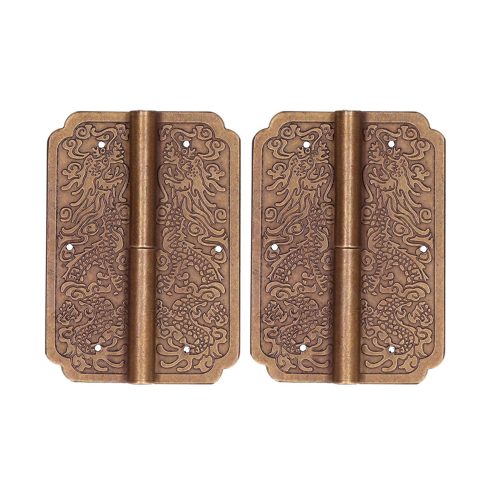 2Set Furniture Hinge Retro Antique Brass Hinges Hardwares for Cabinet Jewelry Box