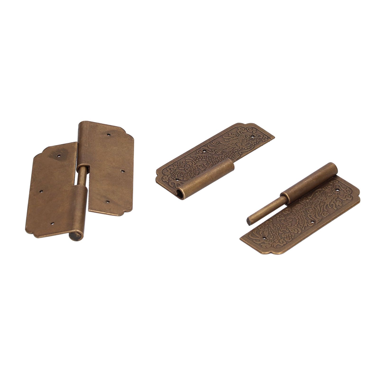 2Set Furniture Hinge Retro Antique Brass Hinges Hardwares for Cabinet Jewelry Box view 10