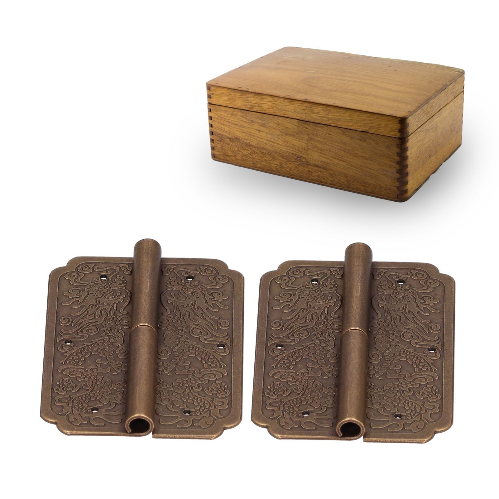 2Set Furniture Hinge Retro Antique Brass Hinges Hardwares for Cabinet Jewelry Box view 12