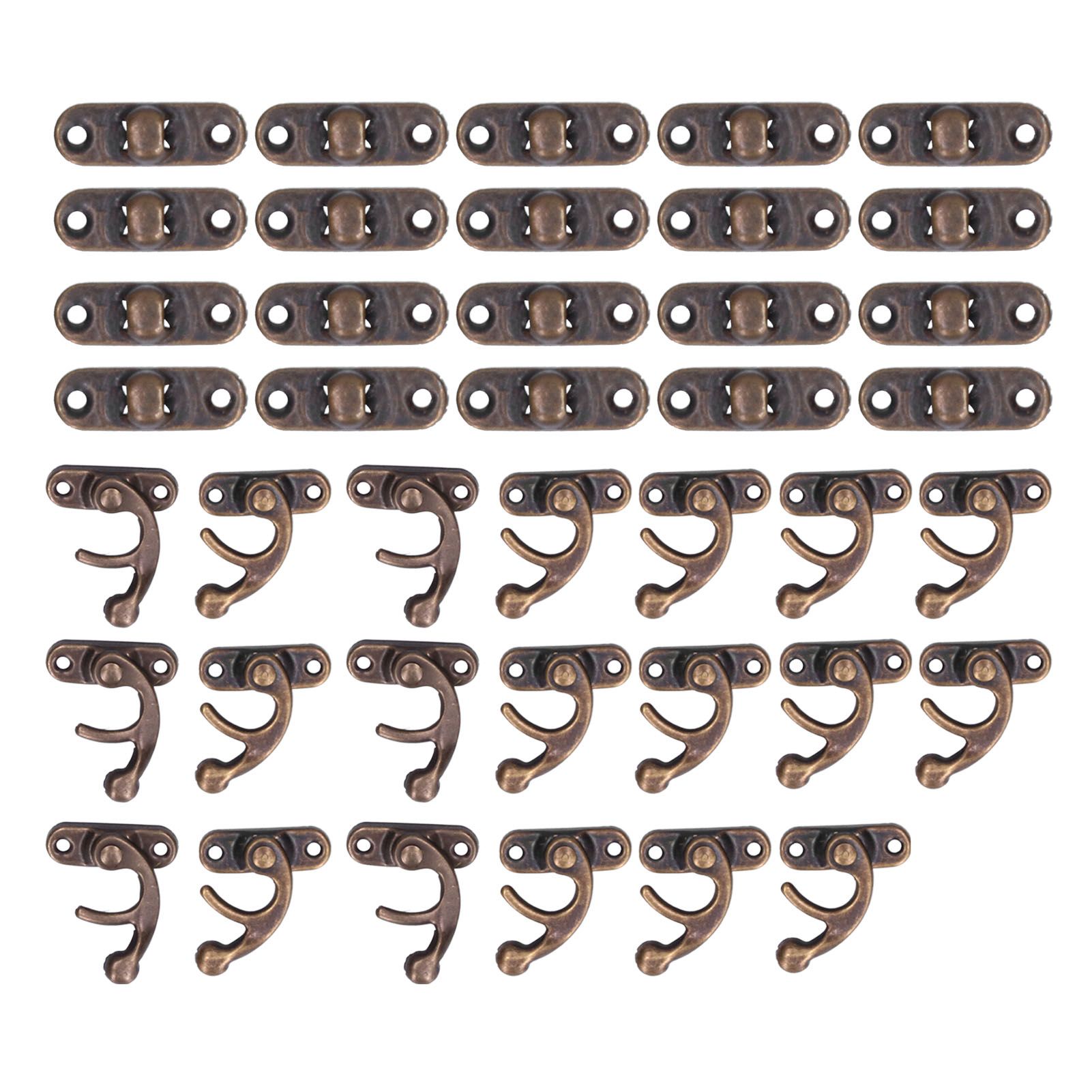 20Set Antique Latch Aluminum Alloy Hook Hasp Horn Lock for Jewelry Box Luggage view 2